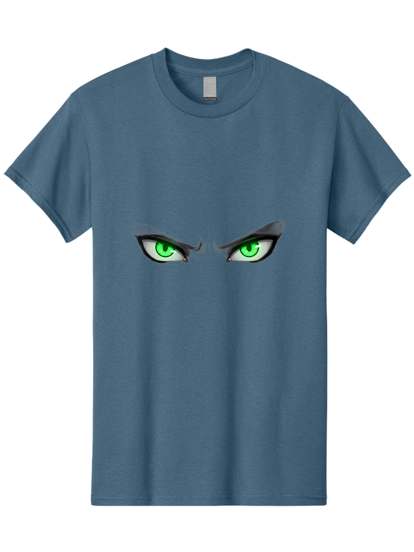 Angry-Eyes Men'S Graphic Tee, 100% Cotton, Comfortable Casual Summer Wear, Machine Washable, Menacing Stare, Intense Gaze, Green Eyes, Anime Style, Aggressive Expression, Bold Eyebrows, Cartoon Character, Dramatic Look Bab646 3