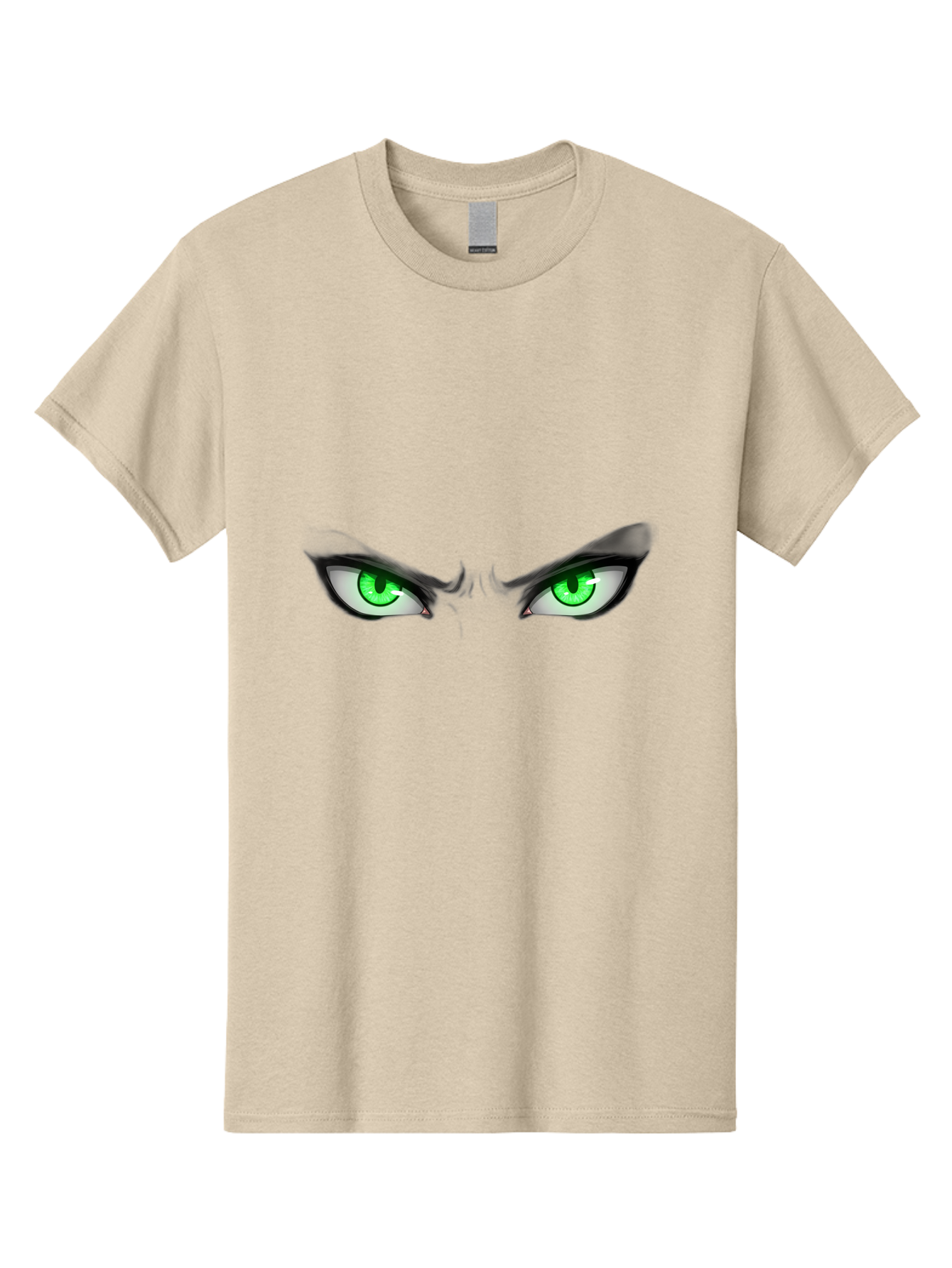 Angry-Eyes Men'S Graphic Tee, 100% Cotton, Comfortable Casual Summer Wear, Machine Washable, Menacing Stare, Intense Gaze, Green Eyes, Anime Style, Aggressive Expression, Bold Eyebrows, Cartoon Character, Dramatic Look Bab646 8