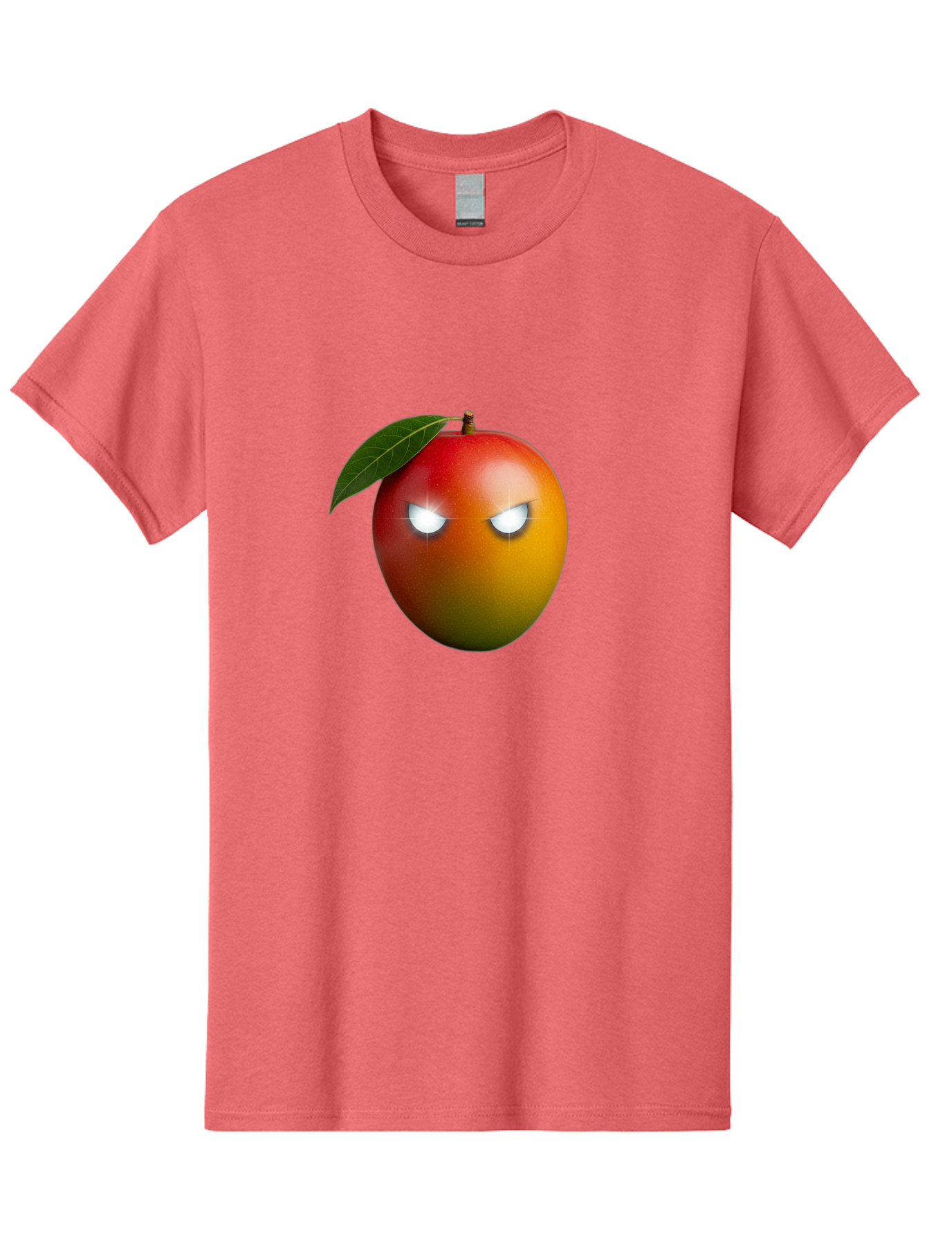 Angry-Mango Men'S Graphic Tee, 100% Cotton, Comfortable Casual Summer Wear, Machine Washable, Angry Mango Face, Mango Fruit, Cartoon Character, Aggressive Expression, Fruit Emoji, Vibrant Colors, Leafy Top, Fun Design, Playful Illustration, Bab647 13