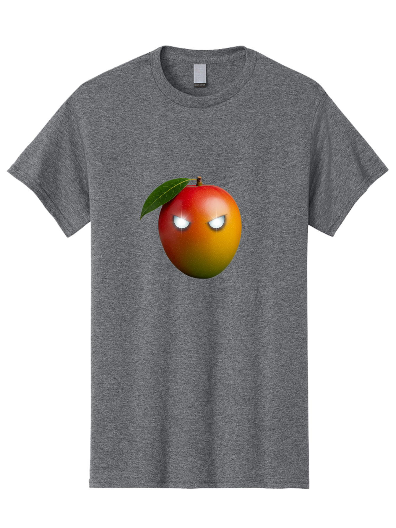 Angry-Mango Men'S Graphic Tee, 100% Cotton, Comfortable Casual Summer Wear, Machine Washable, Angry Mango Face, Mango Fruit, Cartoon Character, Aggressive Expression, Fruit Emoji, Vibrant Colors, Leafy Top, Fun Design, Playful Illustration, Bab647 12