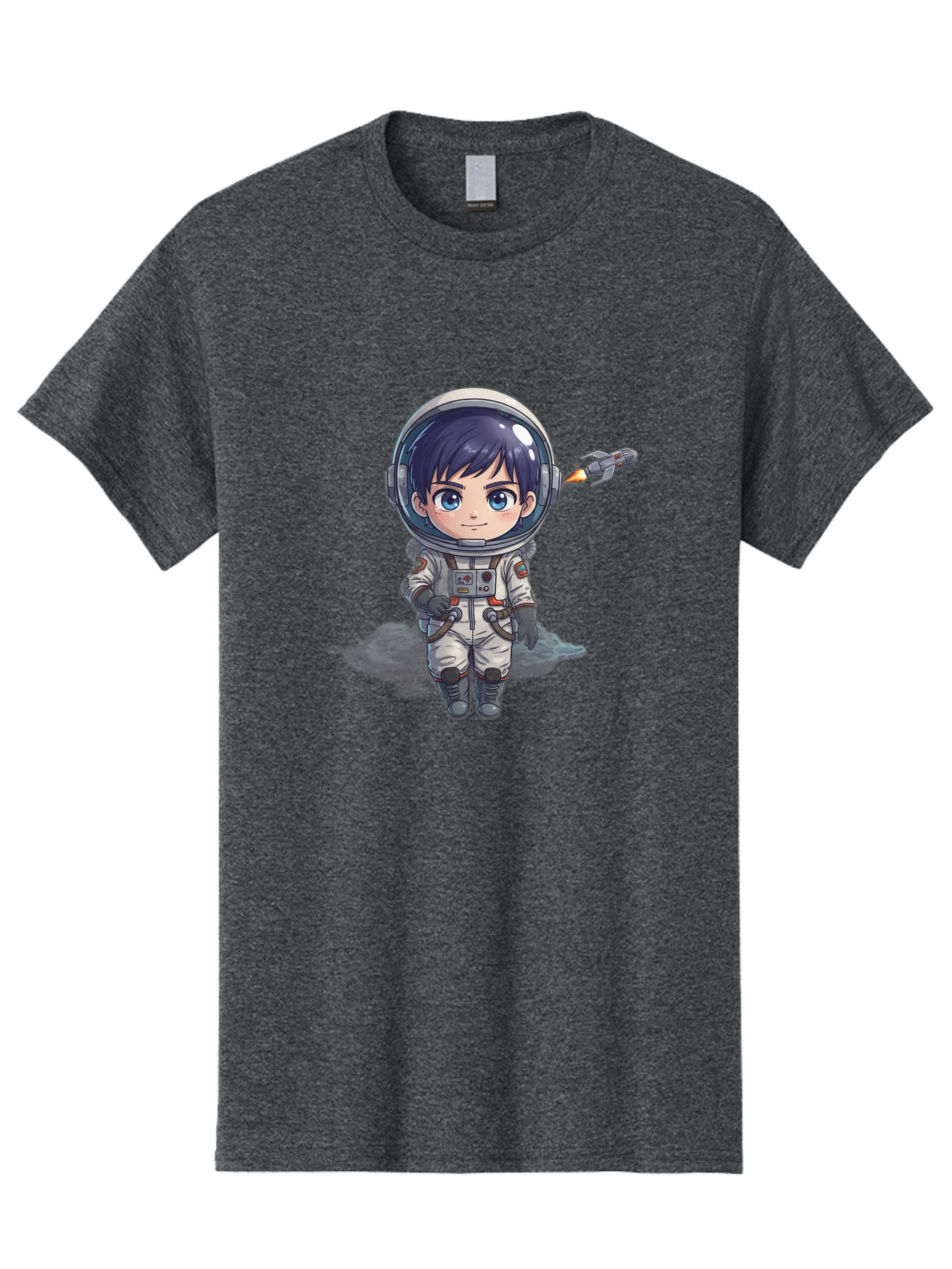 Astronaut-Boy Men'S Graphic Tee, 100% Cotton, Comfortable Casual Summer Wear, Machine Washable, Cartoon Astronaut, Chibi Character, Space Suit, Helmet, Blue Eyes, Dark Hair, Rocket Pack, Adventure, Cartoon Style, Kawaii Art, Futuristic, Bab649 13