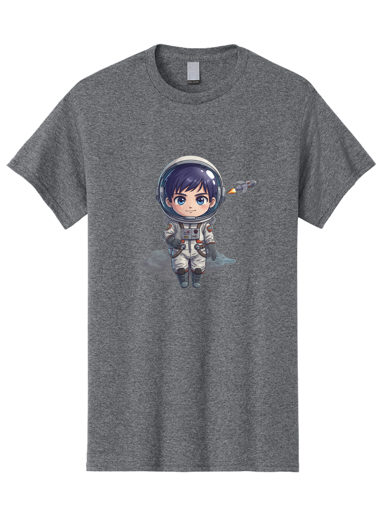 Astronaut-Boy Men'S Graphic Tee, 100% Cotton, Comfortable Casual Summer Wear, Machine Washable, Cartoon Astronaut, Chibi Character, Space Suit, Helmet, Blue Eyes, Dark Hair, Rocket Pack, Adventure, Cartoon Style, Kawaii Art, Futuristic, Bab649 11