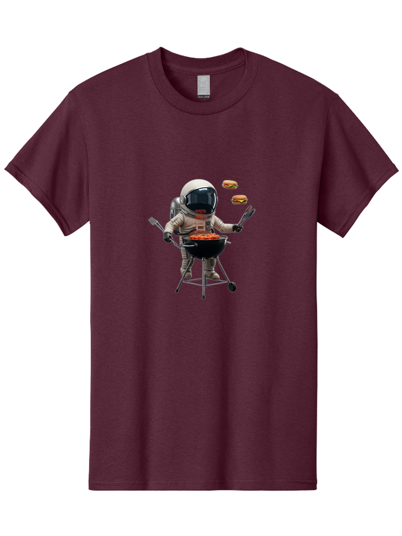 Astronaut-Grilling-Burgers Men'S Graphic Tee, 100% Cotton, Comfortable Casual Summer Wear, Machine Washable, Astronaut Grilling, Barbecue In Space, Floating Burgers, Chef In Space Suit, Grill Master, Casual Dining, Outdoor Cooking, Bab652 5