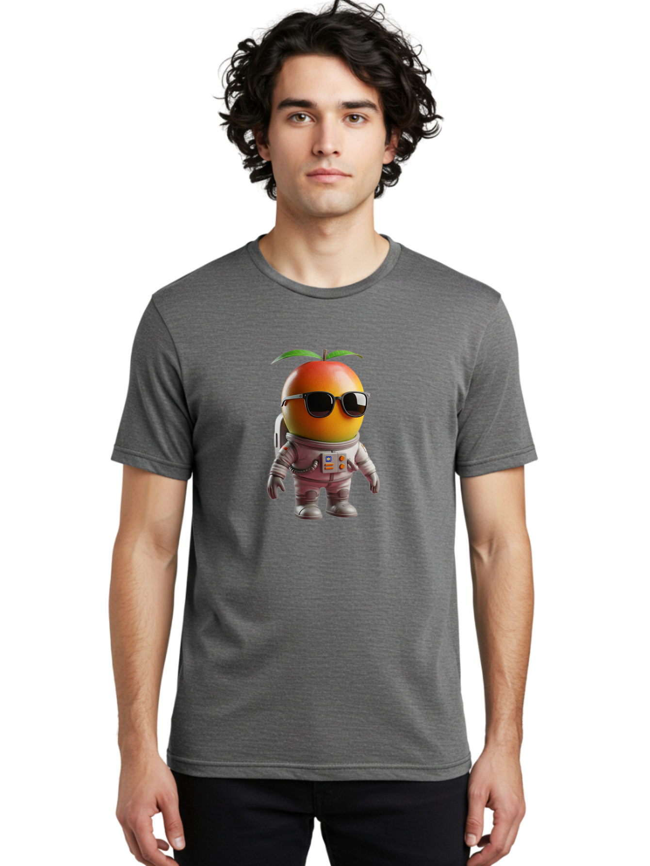 Astronaut-Peach Men'S Graphic Tee, 100% Cotton, Comfortable Casual Summer Wear, Machine Washable, Mango Astronaut, Space Suit, Trendy Shades, Cartoon Character, Orange Fruit, Astronaut Costume, Futuristic Design, Cool Glasses, Space Adventure, Bab653 22