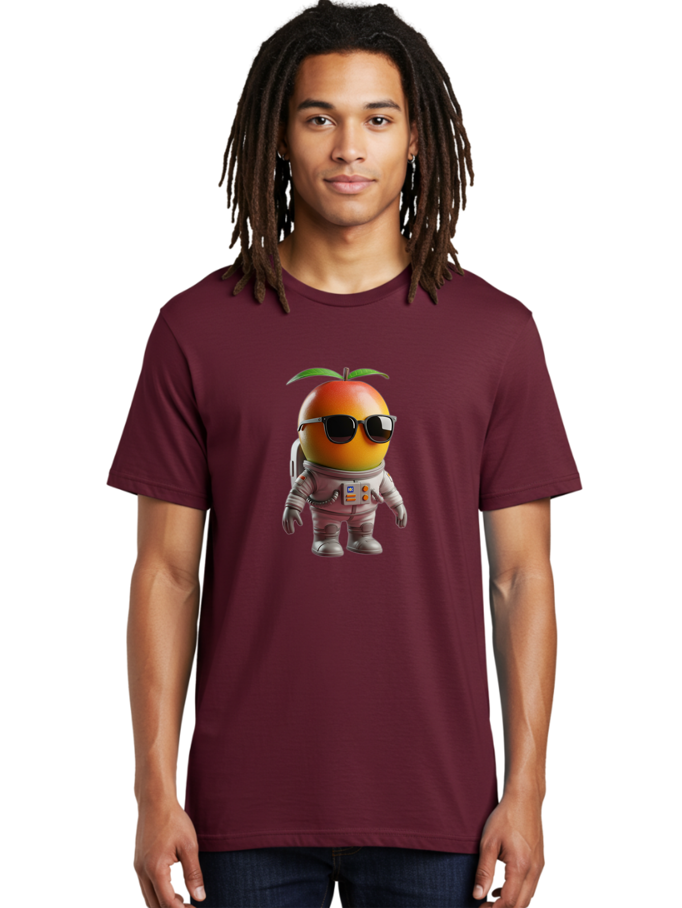 Astronaut-Peach Men'S Graphic Tee, 100% Cotton, Comfortable Casual Summer Wear, Machine Washable, Mango Astronaut, Space Suit, Trendy Shades, Cartoon Character, Orange Fruit, Astronaut Costume, Futuristic Design, Cool Glasses, Space Adventure, Bab653 20