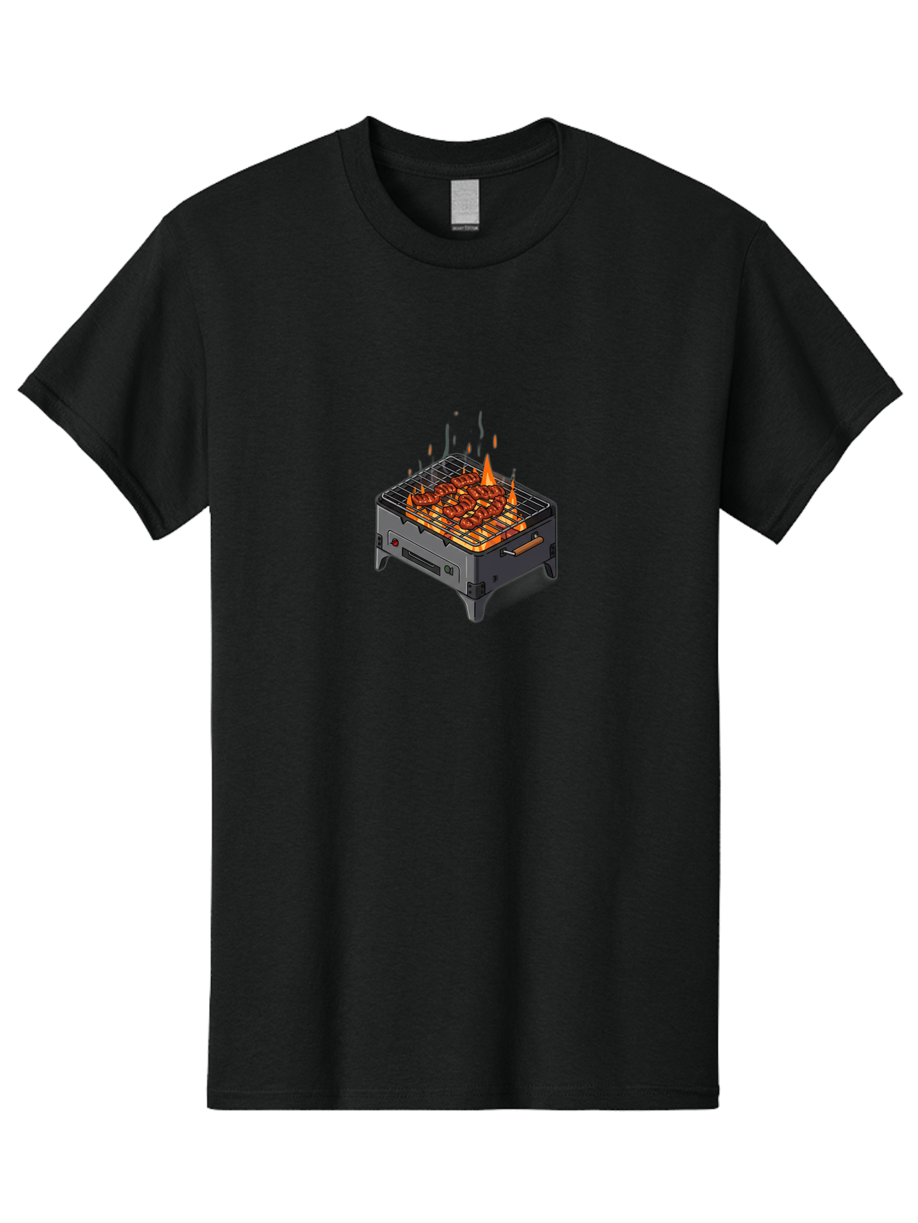 Barbecue-Grill-1 Men'S Graphic Tee, 100% Cotton, Comfortable Casual Summer Wear, Machine Washable, Barbecue Grill, Grilled Meat, Skewers, Flames, Outdoor Cooking, Delicious Food, Savory Dishes, Appetizing Meal, Grilled Vegetables, Bab655 5
