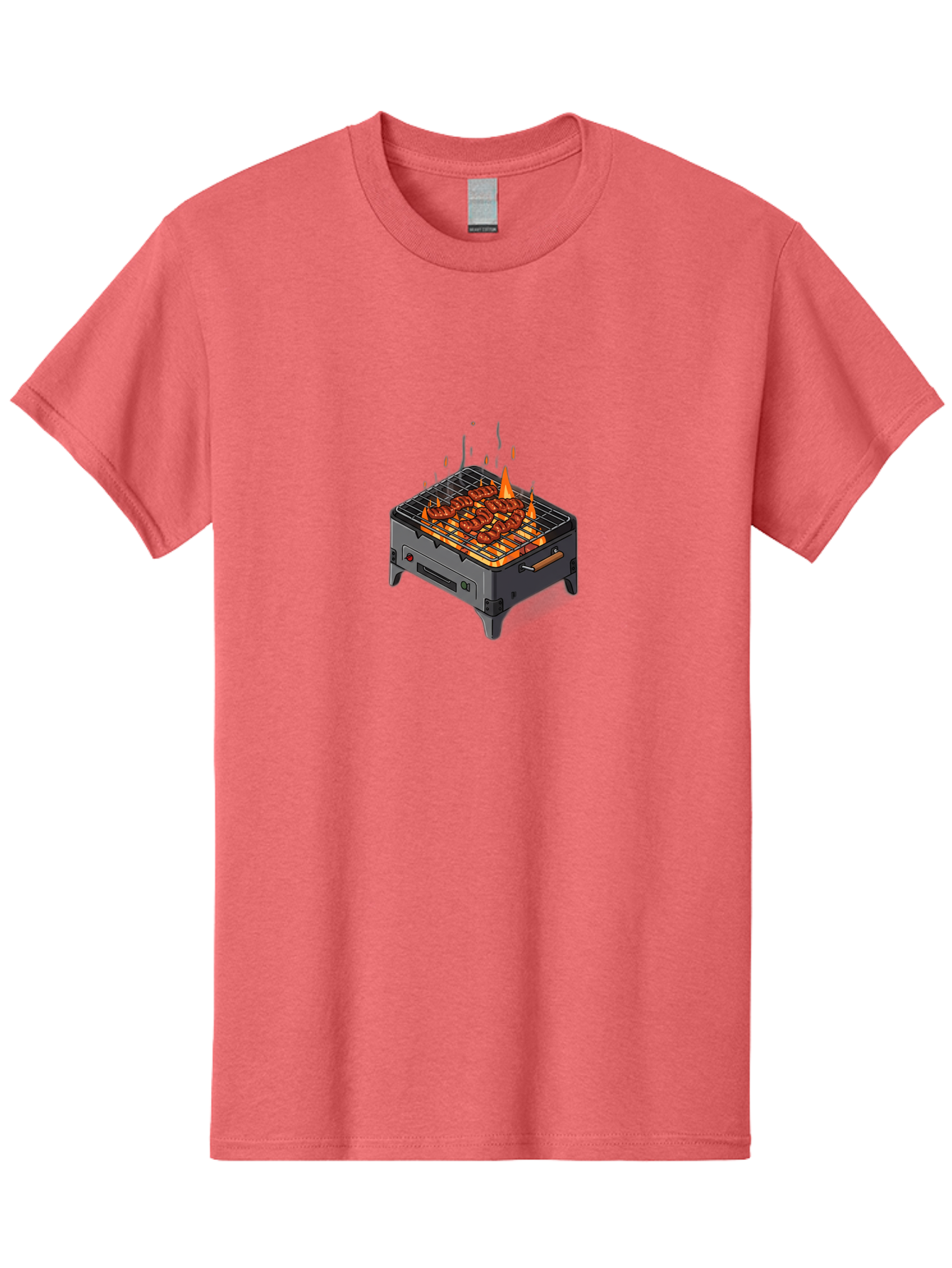 Barbecue-Grill-1 Men'S Graphic Tee, 100% Cotton, Comfortable Casual Summer Wear, Machine Washable, Barbecue Grill, Grilled Meat, Skewers, Flames, Outdoor Cooking, Delicious Food, Savory Dishes, Appetizing Meal, Grilled Vegetables, Bab655 6