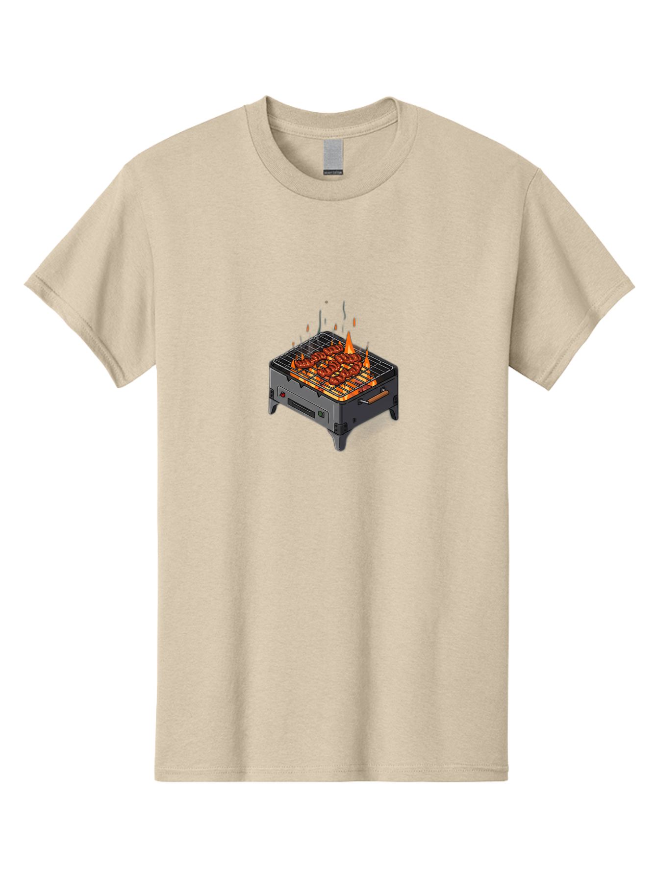 Barbecue-Grill-1 Men'S Graphic Tee, 100% Cotton, Comfortable Casual Summer Wear, Machine Washable, Barbecue Grill, Grilled Meat, Skewers, Flames, Outdoor Cooking, Delicious Food, Savory Dishes, Appetizing Meal, Grilled Vegetables, Bab655 3