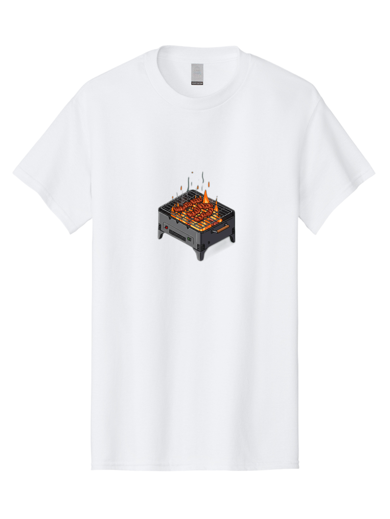Barbecue-Grill-1 Men'S Graphic Tee, 100% Cotton, Comfortable Casual Summer Wear, Machine Washable, Barbecue Grill, Grilled Meat, Skewers, Flames, Outdoor Cooking, Delicious Food, Savory Dishes, Appetizing Meal, Grilled Vegetables, Bab655 14