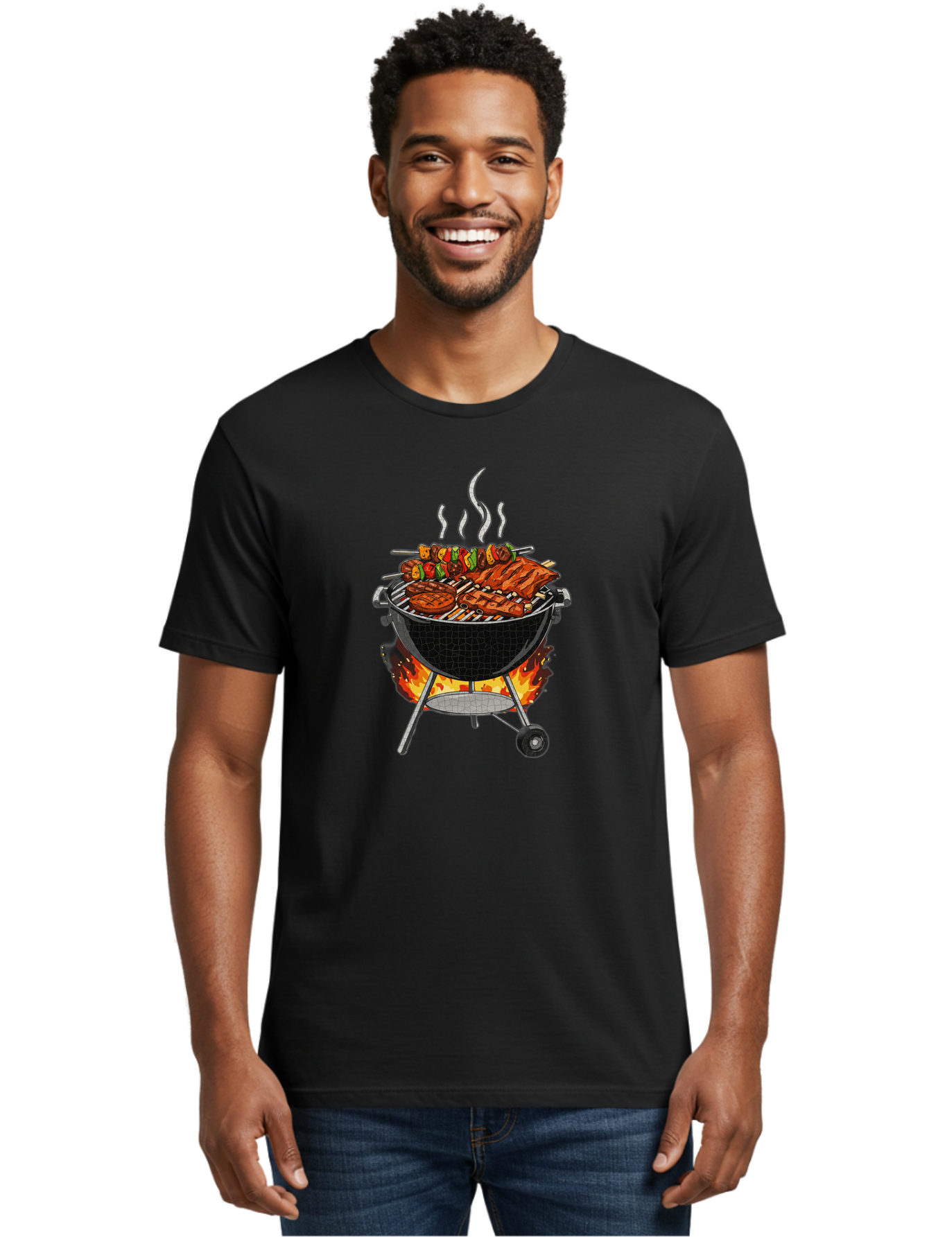Barbecue-Grill-2 Men'S Graphic Tee, 100% Cotton, Comfortable Casual Summer Wear, Machine Washable, Barbecue Grill, Grilled Ribs, Kebabs, Skewers, Vegetables, Meat, Outdoor Cooking, Summer Food, Grill Marks, Smoky Flavor, Foodie, Backyard Bbq Bab656 16