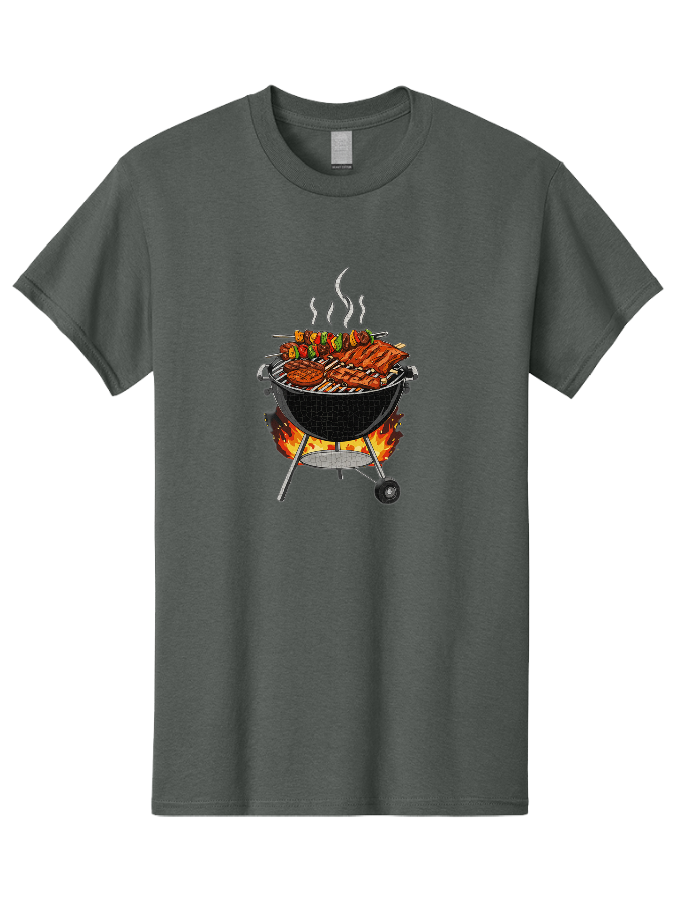 Barbecue-Grill-2 Men'S Graphic Tee, 100% Cotton, Comfortable Casual Summer Wear, Machine Washable, Barbecue Grill, Grilled Ribs, Kebabs, Skewers, Vegetables, Meat, Outdoor Cooking, Summer Food, Grill Marks, Smoky Flavor, Foodie, Backyard Bbq Bab656 13
