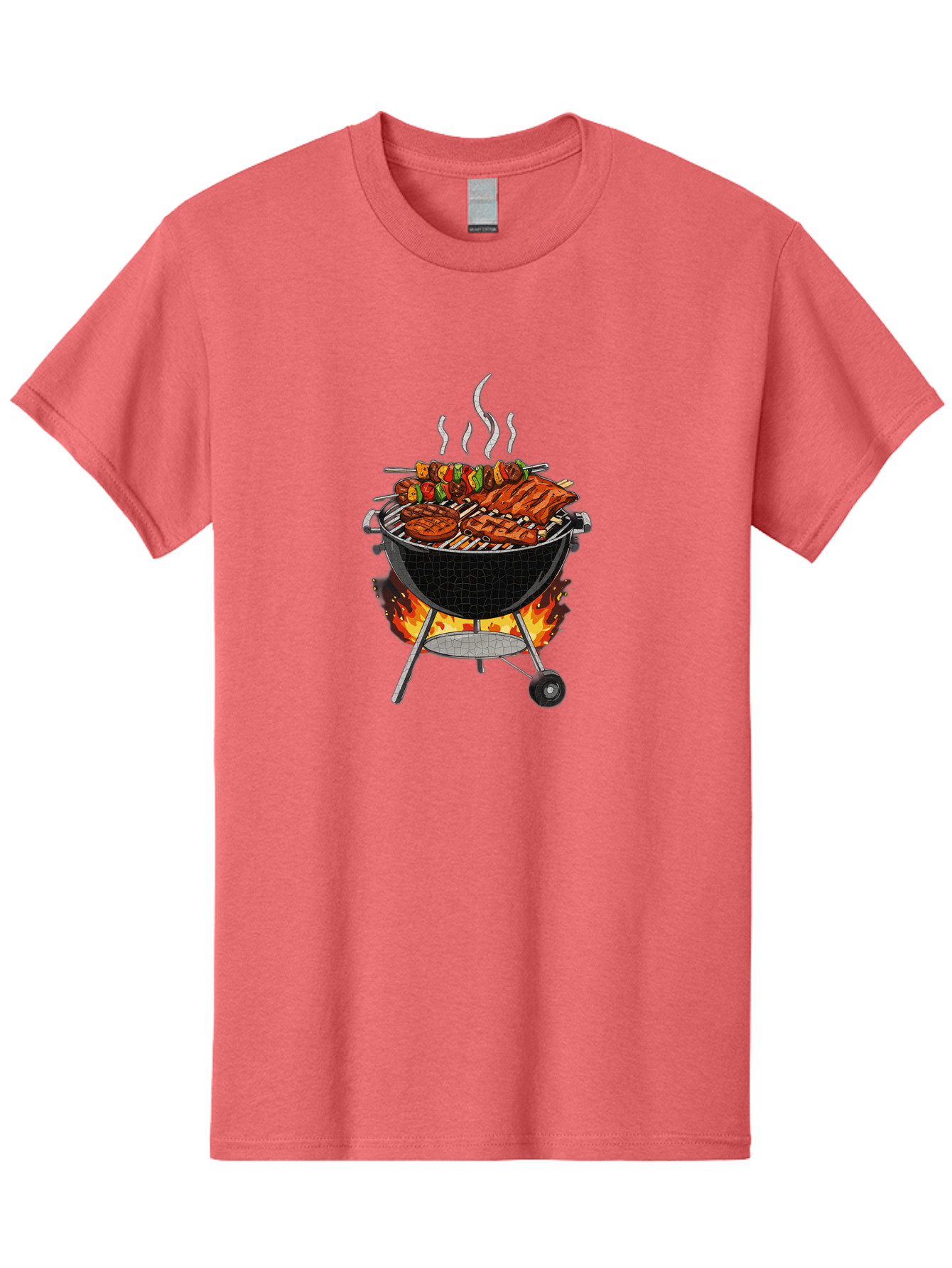 Barbecue-Grill-2 Men'S Graphic Tee, 100% Cotton, Comfortable Casual Summer Wear, Machine Washable, Barbecue Grill, Grilled Ribs, Kebabs, Skewers, Vegetables, Meat, Outdoor Cooking, Summer Food, Grill Marks, Smoky Flavor, Foodie, Backyard Bbq Bab656 6