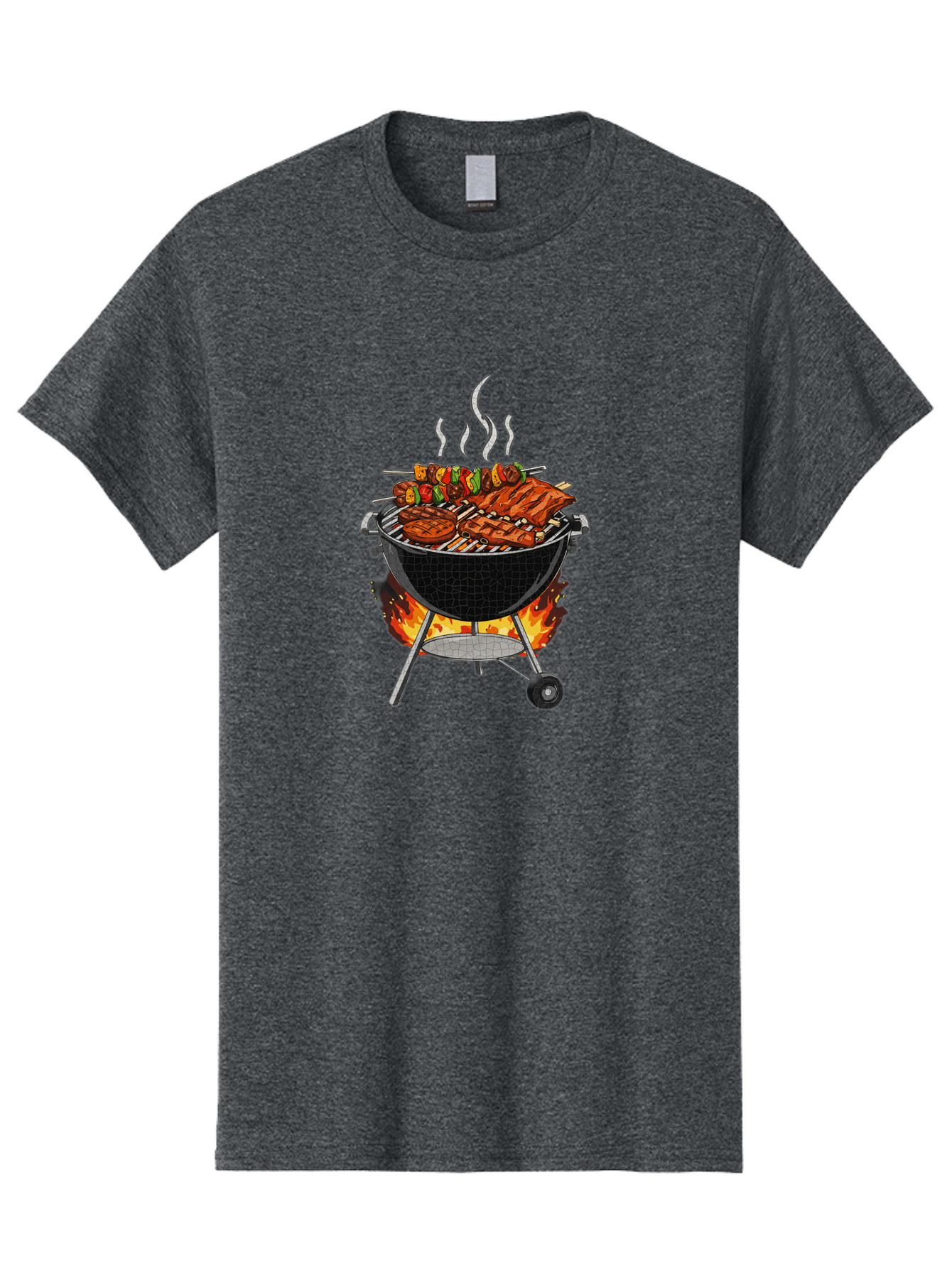 Barbecue-Grill-2 Men'S Graphic Tee, 100% Cotton, Comfortable Casual Summer Wear, Machine Washable, Barbecue Grill, Grilled Ribs, Kebabs, Skewers, Vegetables, Meat, Outdoor Cooking, Summer Food, Grill Marks, Smoky Flavor, Foodie, Backyard Bbq Bab656 15