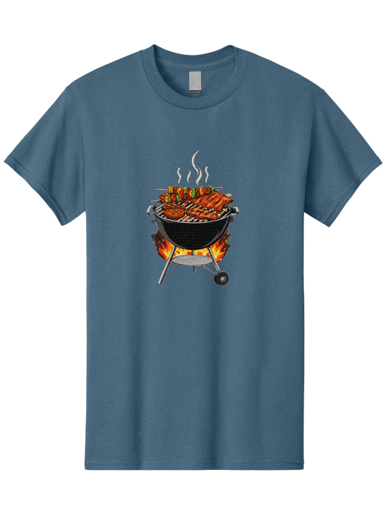 Barbecue-Grill-2 Men'S Graphic Tee, 100% Cotton, Comfortable Casual Summer Wear, Machine Washable, Barbecue Grill, Grilled Ribs, Kebabs, Skewers, Vegetables, Meat, Outdoor Cooking, Summer Food, Grill Marks, Smoky Flavor, Foodie, Backyard Bbq Bab656 4