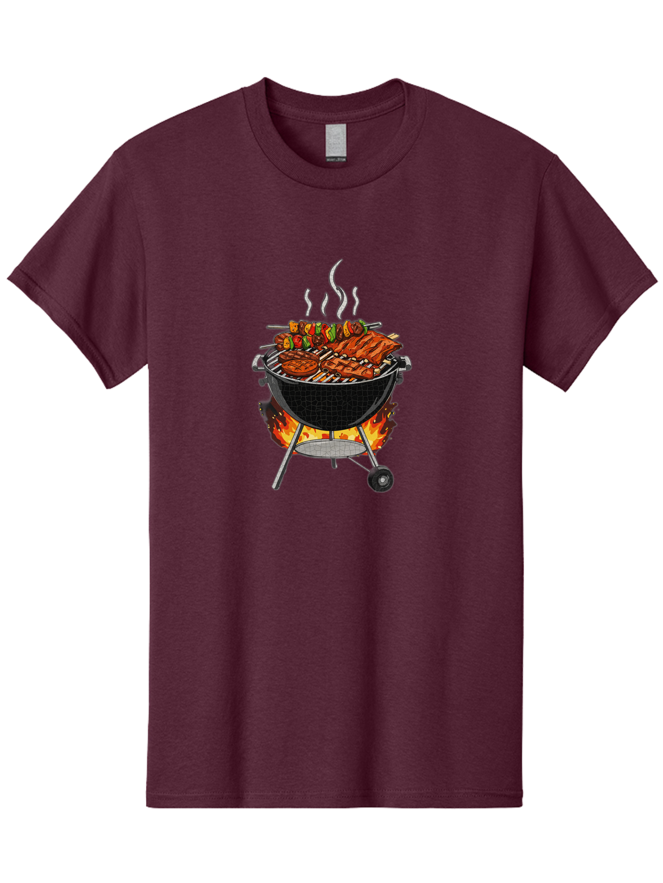 Barbecue-Grill-2 Men'S Graphic Tee, 100% Cotton, Comfortable Casual Summer Wear, Machine Washable, Barbecue Grill, Grilled Ribs, Kebabs, Skewers, Vegetables, Meat, Outdoor Cooking, Summer Food, Grill Marks, Smoky Flavor, Foodie, Backyard Bbq Bab656 14