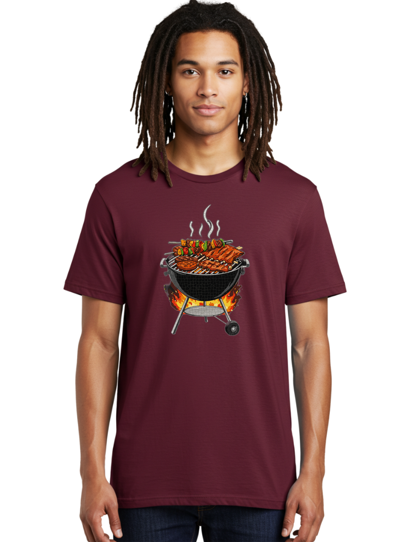 Barbecue-Grill-2 Men'S Graphic Tee, 100% Cotton, Comfortable Casual Summer Wear, Machine Washable, Barbecue Grill, Grilled Ribs, Kebabs, Skewers, Vegetables, Meat, Outdoor Cooking, Summer Food, Grill Marks, Smoky Flavor, Foodie, Backyard Bbq Bab656 29