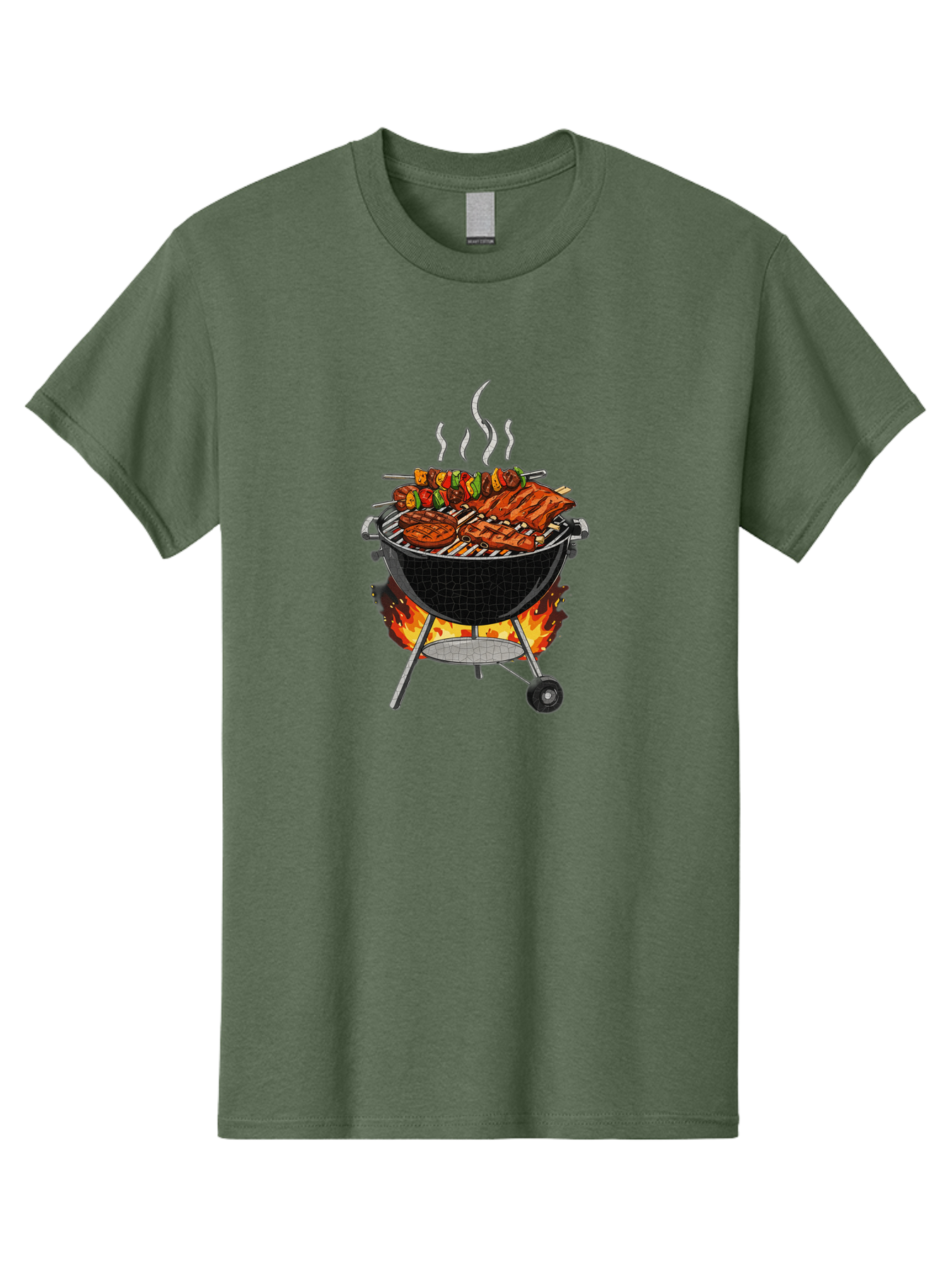 Barbecue-Grill-2 Men'S Graphic Tee, 100% Cotton, Comfortable Casual Summer Wear, Machine Washable, Barbecue Grill, Grilled Ribs, Kebabs, Skewers, Vegetables, Meat, Outdoor Cooking, Summer Food, Grill Marks, Smoky Flavor, Foodie, Backyard Bbq Bab656 10