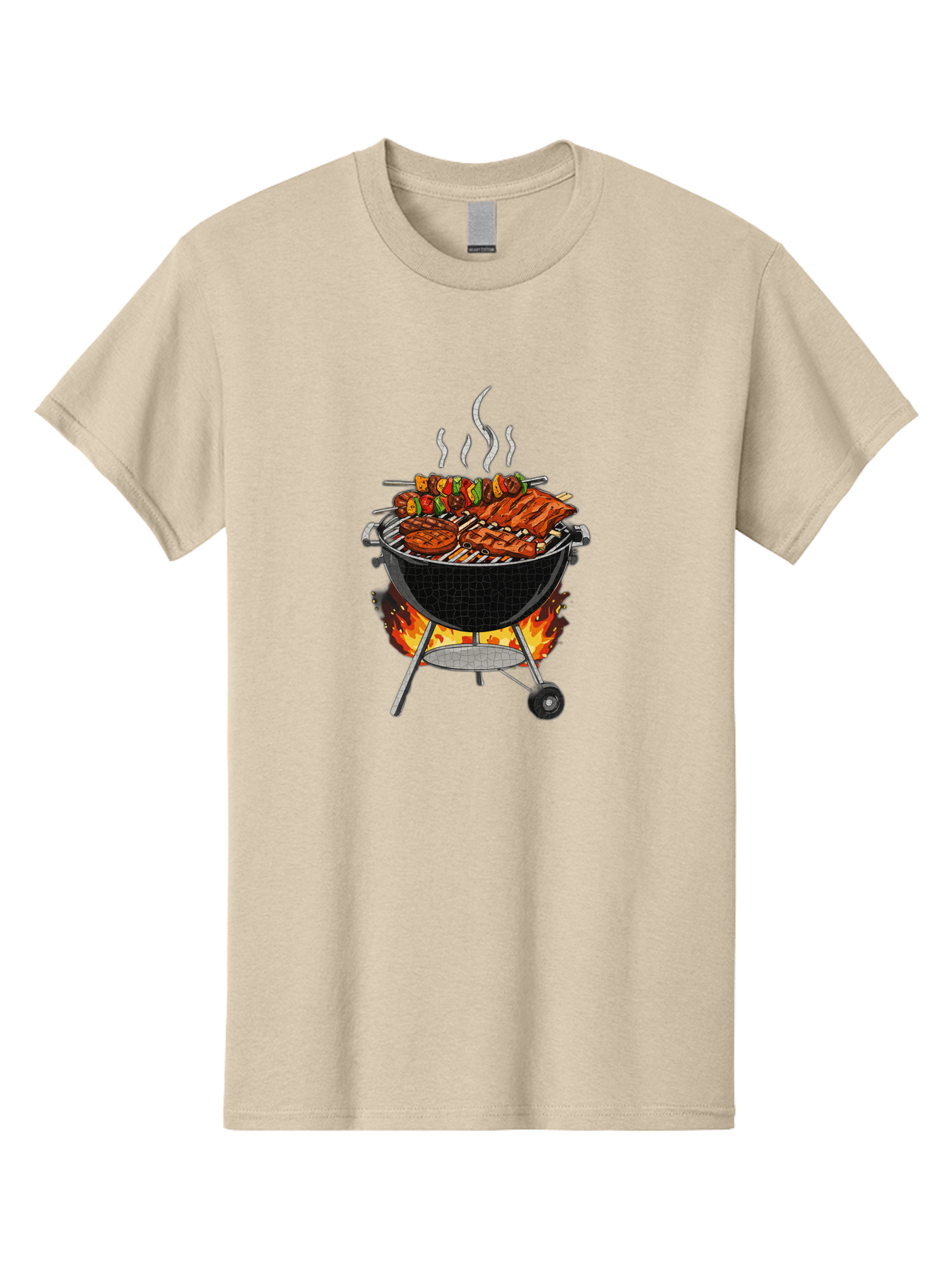 Barbecue-Grill-2 Men'S Graphic Tee, 100% Cotton, Comfortable Casual Summer Wear, Machine Washable, Barbecue Grill, Grilled Ribs, Kebabs, Skewers, Vegetables, Meat, Outdoor Cooking, Summer Food, Grill Marks, Smoky Flavor, Foodie, Backyard Bbq Bab656 5