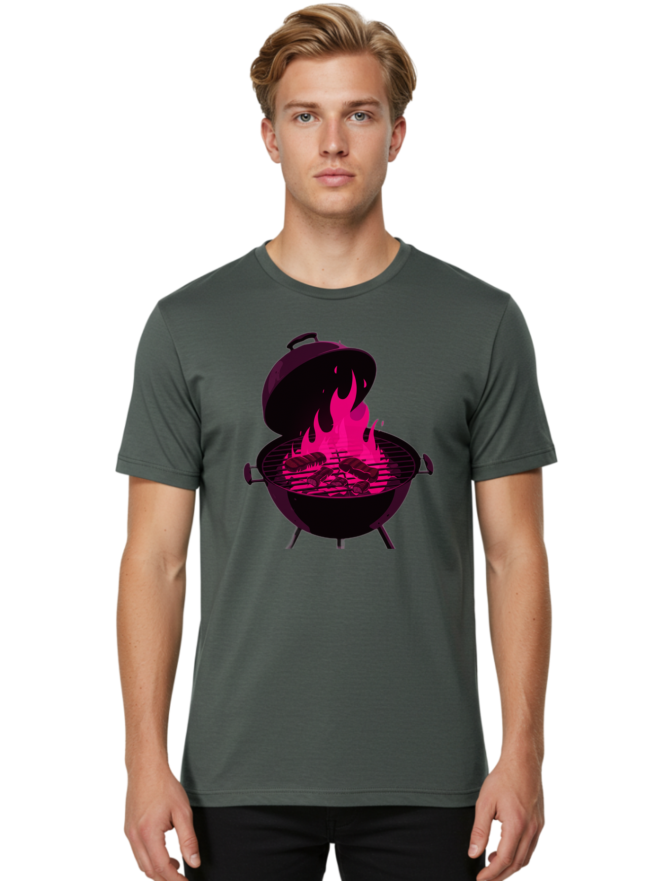 Barbecue-Grill-4 Men'S Graphic Tee, 100% Cotton, Comfortable Casual Summer Wear, Machine Washable, Barbecue Grill, Grilling Meat, Hot Flames, Cooking Outdoors, Summer Food, Grilling Burgers Bab658 16