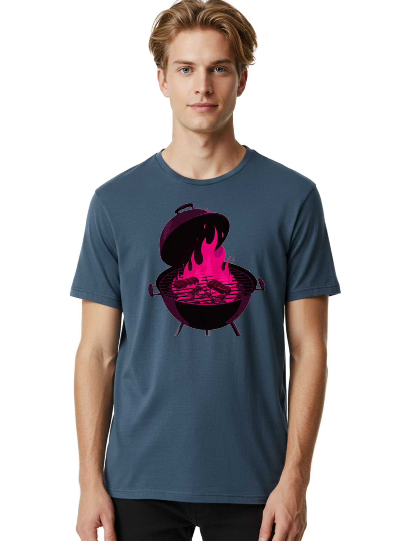 Barbecue-Grill-4 Men'S Graphic Tee, 100% Cotton, Comfortable Casual Summer Wear, Machine Washable, Barbecue Grill, Grilling Meat, Hot Flames, Cooking Outdoors, Summer Food, Grilling Burgers Bab658 22