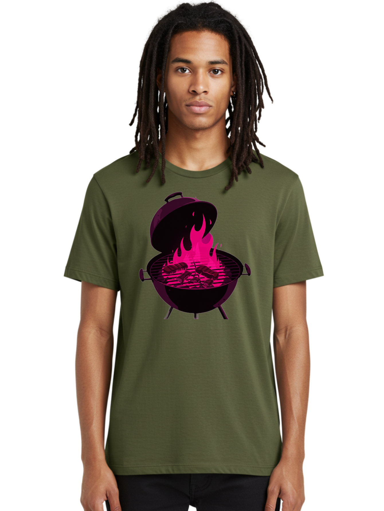 Barbecue-Grill-4 Men'S Graphic Tee, 100% Cotton, Comfortable Casual Summer Wear, Machine Washable, Barbecue Grill, Grilling Meat, Hot Flames, Cooking Outdoors, Summer Food, Grilling Burgers Bab658 25