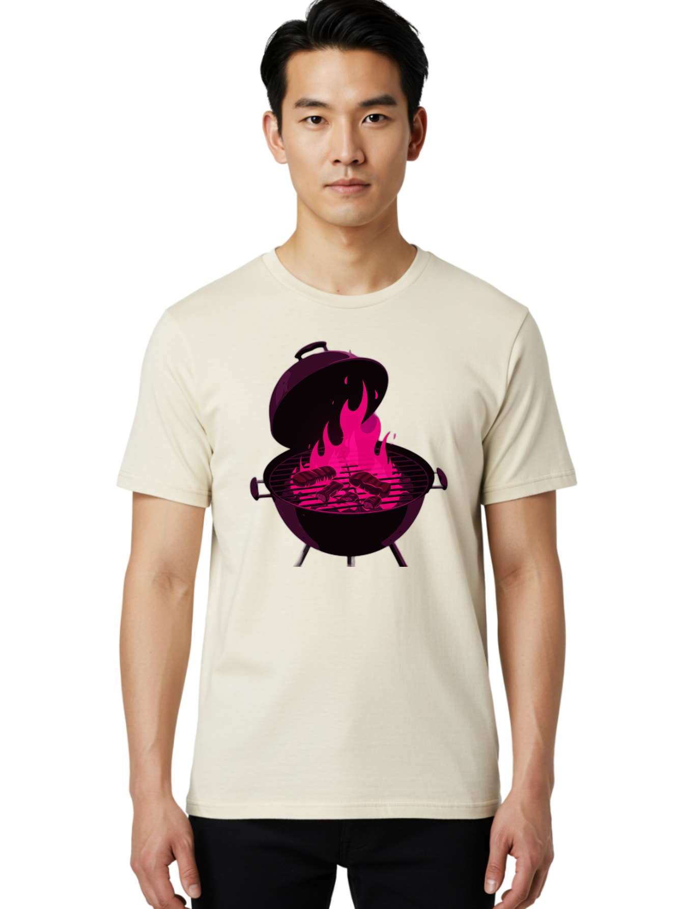 Barbecue-Grill-4 Men'S Graphic Tee, 100% Cotton, Comfortable Casual Summer Wear, Machine Washable, Barbecue Grill, Grilling Meat, Hot Flames, Cooking Outdoors, Summer Food, Grilling Burgers Bab658 19