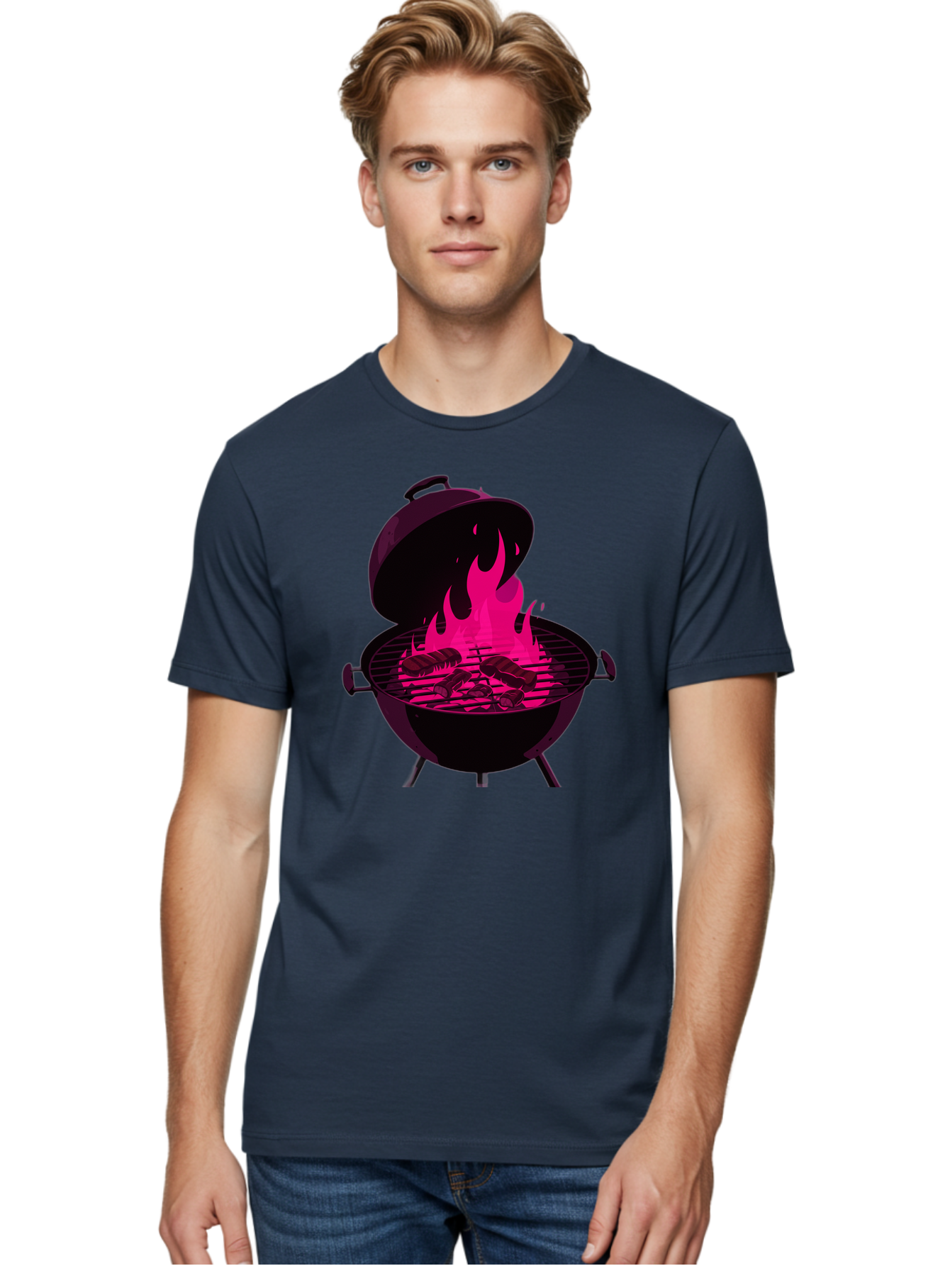 Barbecue-Grill-4 Men'S Graphic Tee, 100% Cotton, Comfortable Casual Summer Wear, Machine Washable, Barbecue Grill, Grilling Meat, Hot Flames, Cooking Outdoors, Summer Food, Grilling Burgers Bab658 30