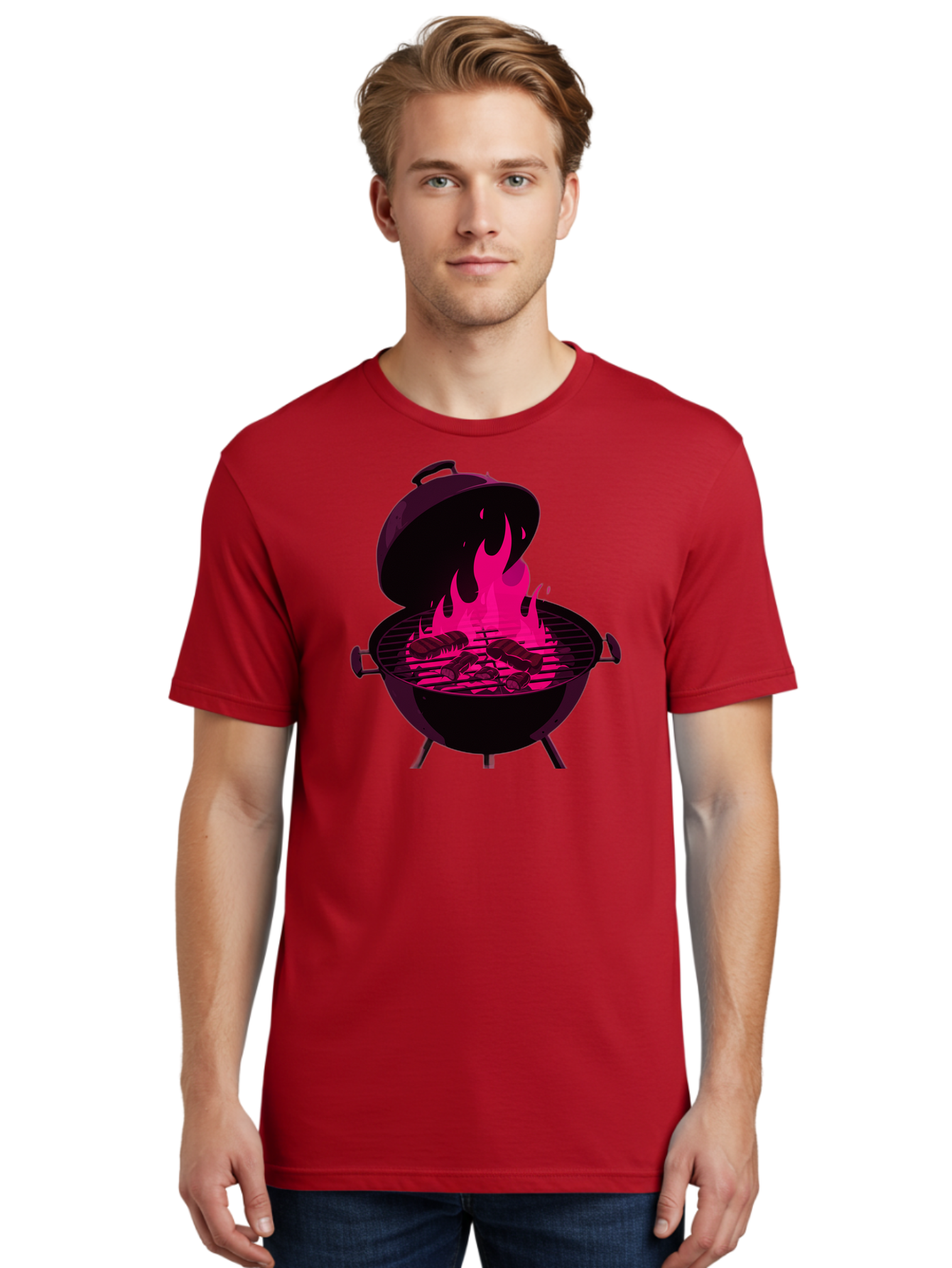 Barbecue-Grill-4 Men'S Graphic Tee, 100% Cotton, Comfortable Casual Summer Wear, Machine Washable, Barbecue Grill, Grilling Meat, Hot Flames, Cooking Outdoors, Summer Food, Grilling Burgers Bab658 26