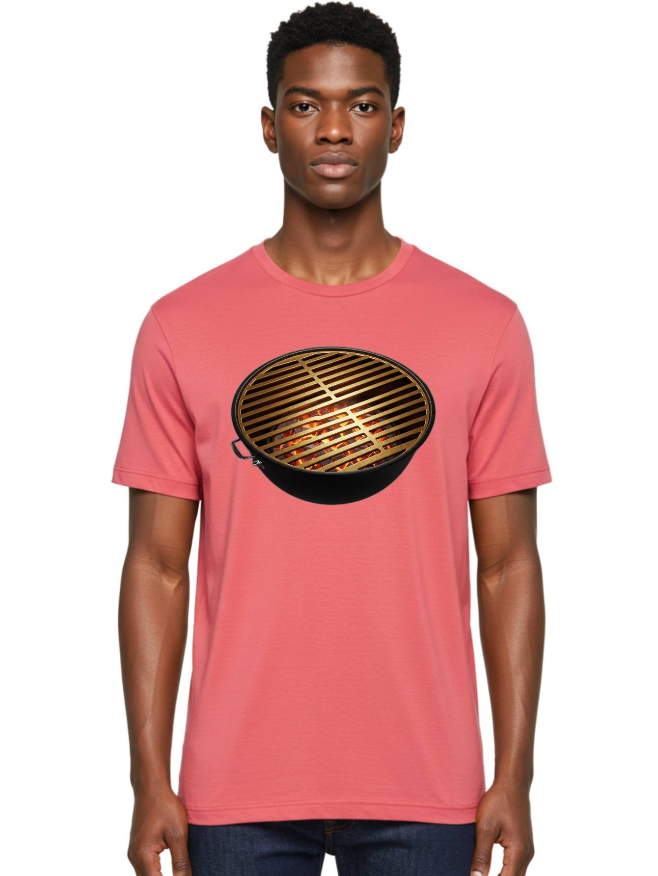 Barbecue-Grill-7 Men'S Graphic Tee, 100% Cotton, Comfortable Casual Summer Wear, Machine Washable, Barbecue Grill, Black Metal, Gold Grill Grates, Glowing Coals, Outdoor Cooking, Grill Marks, Barbecue Accessories, Grill Master Bab661 16