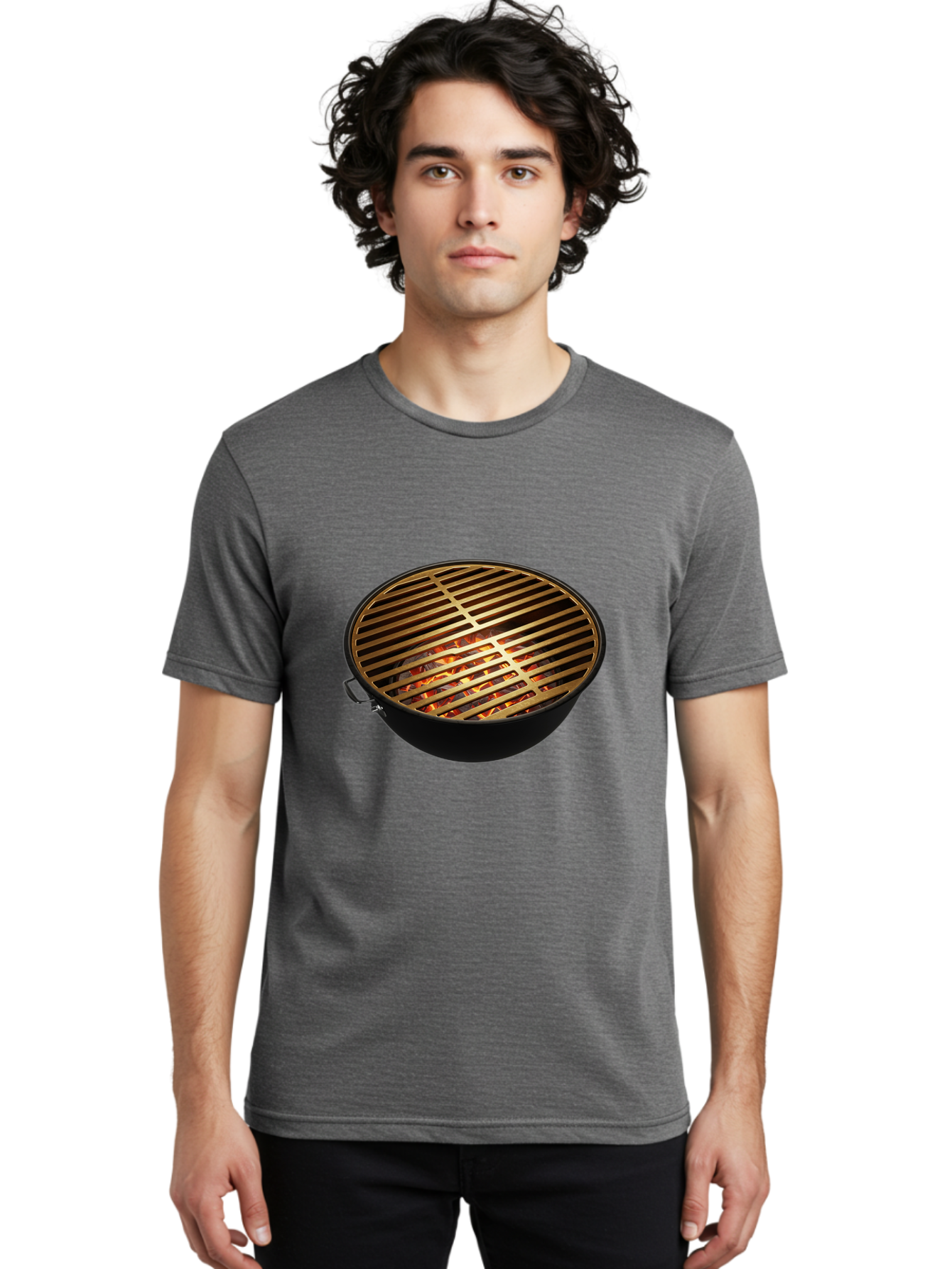 Barbecue-Grill-7 Men'S Graphic Tee, 100% Cotton, Comfortable Casual Summer Wear, Machine Washable, Barbecue Grill, Black Metal, Gold Grill Grates, Glowing Coals, Outdoor Cooking, Grill Marks, Barbecue Accessories, Grill Master Bab661 30