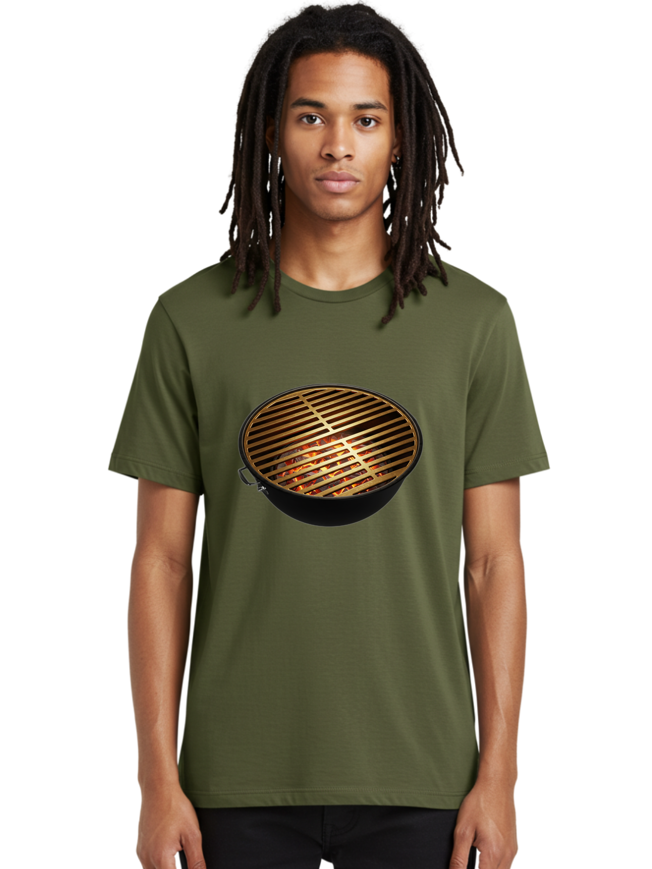 Barbecue-Grill-7 Men'S Graphic Tee, 100% Cotton, Comfortable Casual Summer Wear, Machine Washable, Barbecue Grill, Black Metal, Gold Grill Grates, Glowing Coals, Outdoor Cooking, Grill Marks, Barbecue Accessories, Grill Master Bab661 21