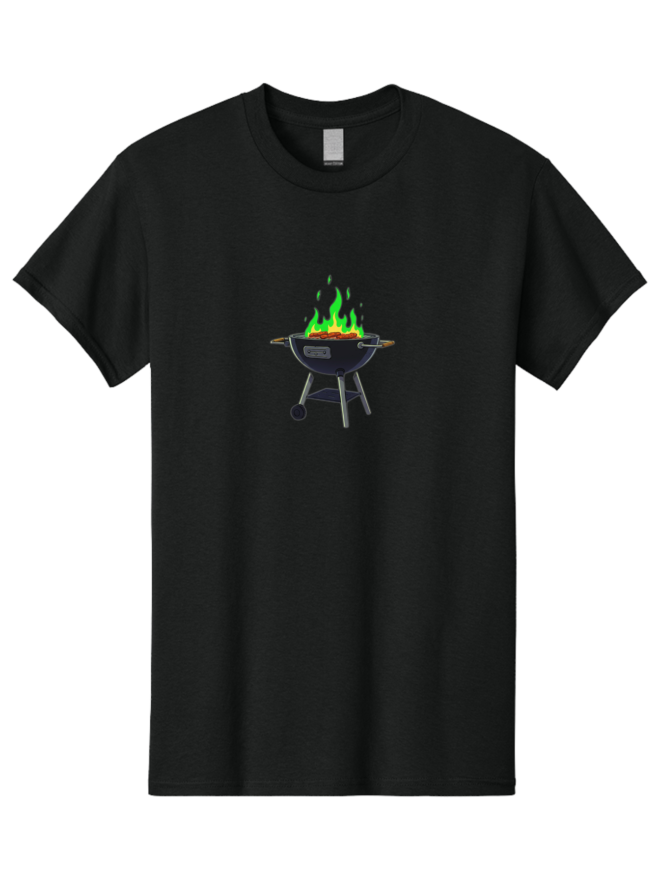 Barbecue-Grill Men'S Graphic Tee, 100% Cotton, Comfortable Casual Summer Wear, Machine Washable, Charcoal Barbecue, Grill With Flames, Outdoor Cooking, Outdoor Kitchen, Bbq Grill, Backyard Barbecue, Sizzling Meat, Grilling Food Bab662 5