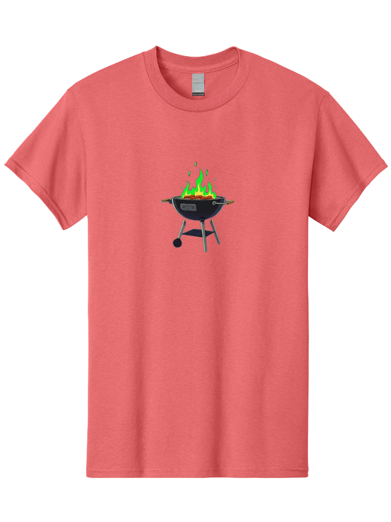 Barbecue-Grill Men'S Graphic Tee, 100% Cotton, Comfortable Casual Summer Wear, Machine Washable, Charcoal Barbecue, Grill With Flames, Outdoor Cooking, Outdoor Kitchen, Bbq Grill, Backyard Barbecue, Sizzling Meat, Grilling Food Bab662 15