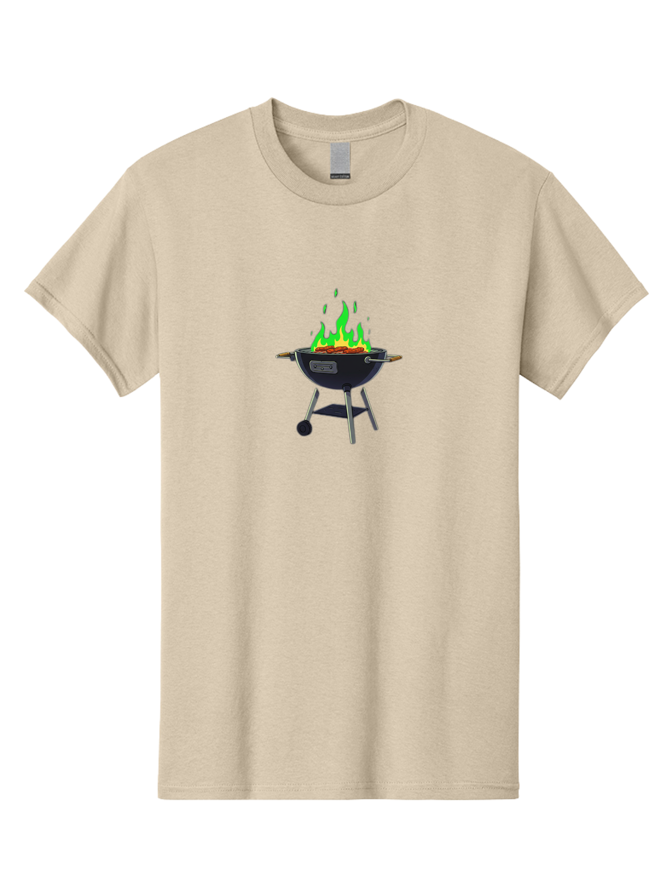 Barbecue-Grill Men'S Graphic Tee, 100% Cotton, Comfortable Casual Summer Wear, Machine Washable, Charcoal Barbecue, Grill With Flames, Outdoor Cooking, Outdoor Kitchen, Bbq Grill, Backyard Barbecue, Sizzling Meat, Grilling Food Bab662 14