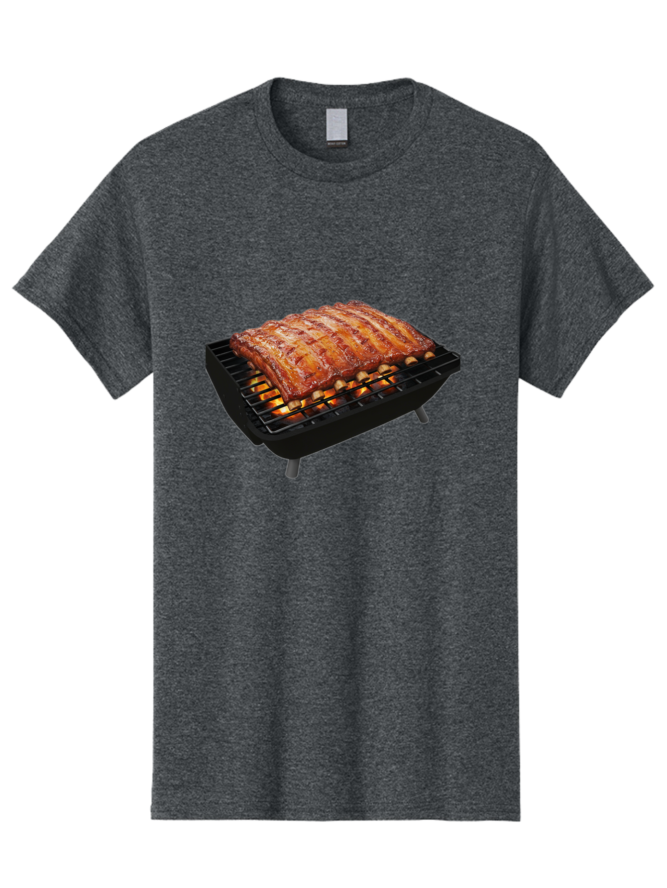 Barbecue-Ribs Men'S Graphic Tee, 100% Cotton, Comfortable Casual Summer Wear, Machine Washable, Barbecue Ribs, Grilled Meat, Barbecue Sauce, Outdoor Cooking, Flame Grilled, Gourmet Food, Delicious Ribs, Tender Meat Bab663 11