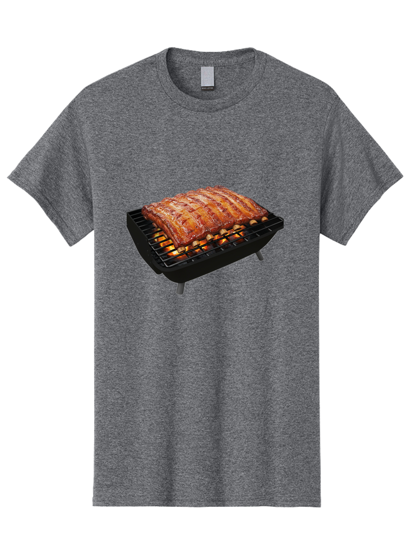 Barbecue-Ribs Men'S Graphic Tee, 100% Cotton, Comfortable Casual Summer Wear, Machine Washable, Barbecue Ribs, Grilled Meat, Barbecue Sauce, Outdoor Cooking, Flame Grilled, Gourmet Food, Delicious Ribs, Tender Meat Bab663 7