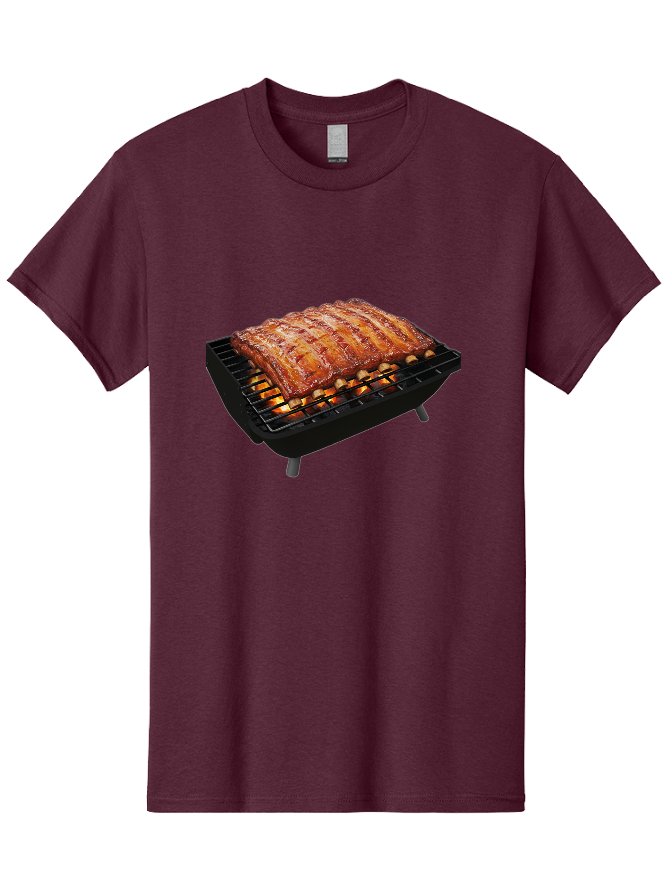 Barbecue-Ribs Men'S Graphic Tee, 100% Cotton, Comfortable Casual Summer Wear, Machine Washable, Barbecue Ribs, Grilled Meat, Barbecue Sauce, Outdoor Cooking, Flame Grilled, Gourmet Food, Delicious Ribs, Tender Meat Bab663 14