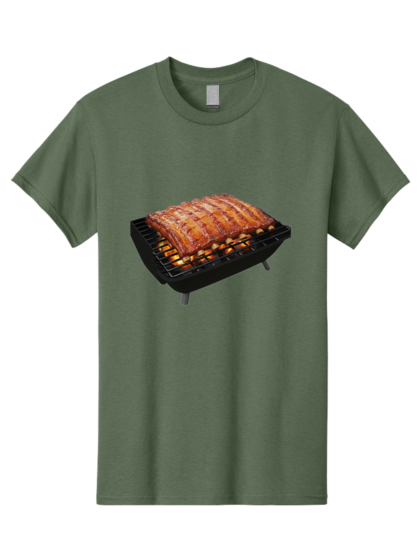 Barbecue-Ribs Men'S Graphic Tee, 100% Cotton, Comfortable Casual Summer Wear, Machine Washable, Barbecue Ribs, Grilled Meat, Barbecue Sauce, Outdoor Cooking, Flame Grilled, Gourmet Food, Delicious Ribs, Tender Meat Bab663 6