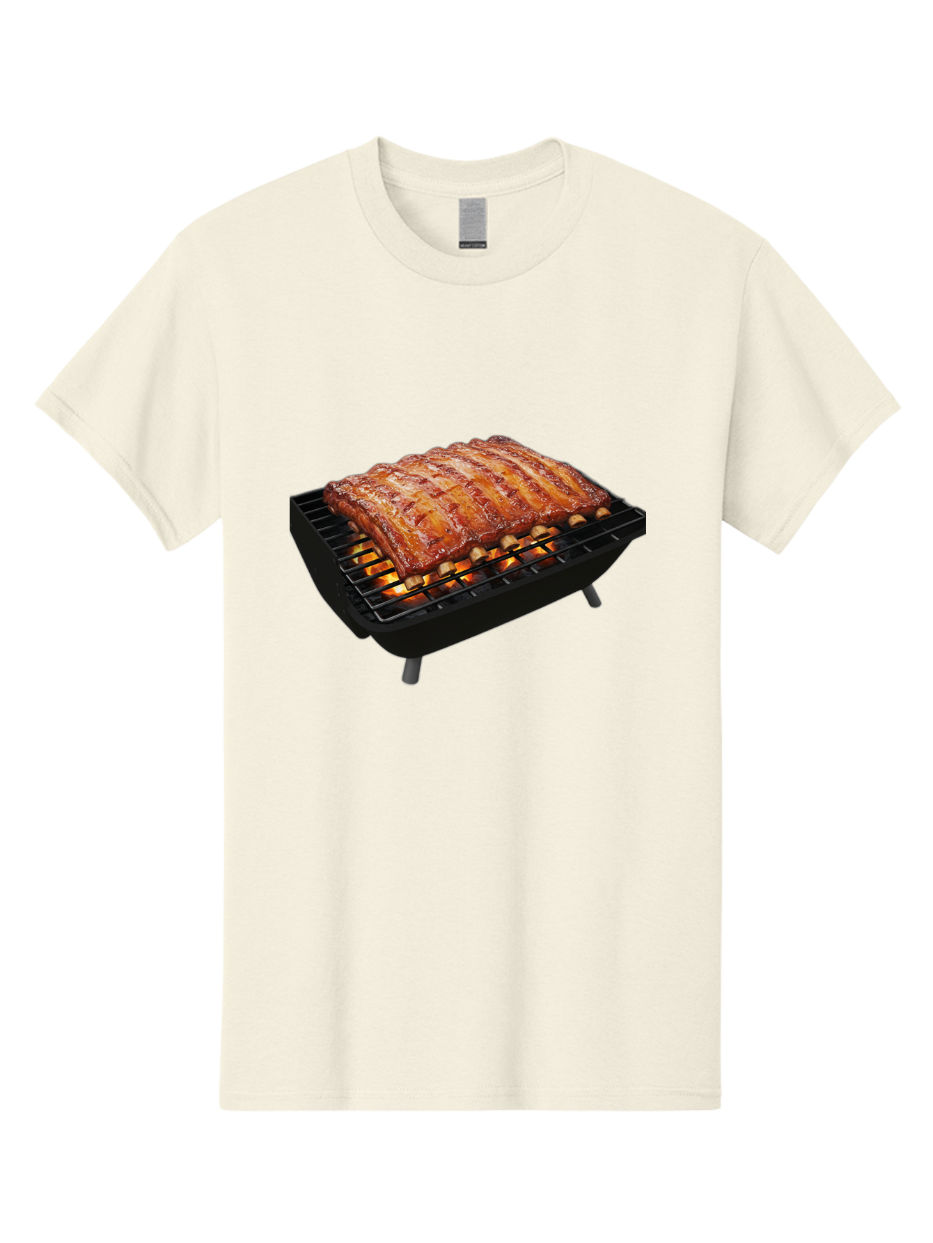 Barbecue-Ribs Men'S Graphic Tee, 100% Cotton, Comfortable Casual Summer Wear, Machine Washable, Barbecue Ribs, Grilled Meat, Barbecue Sauce, Outdoor Cooking, Flame Grilled, Gourmet Food, Delicious Ribs, Tender Meat Bab663 13