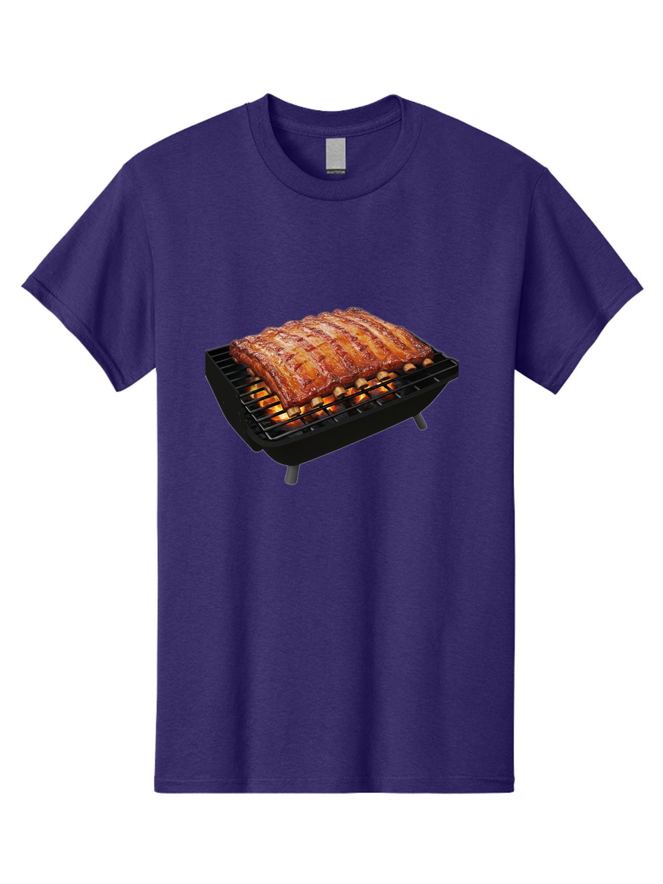 Barbecue-Ribs Men'S Graphic Tee, 100% Cotton, Comfortable Casual Summer Wear, Machine Washable, Barbecue Ribs, Grilled Meat, Barbecue Sauce, Outdoor Cooking, Flame Grilled, Gourmet Food, Delicious Ribs, Tender Meat Bab663 8