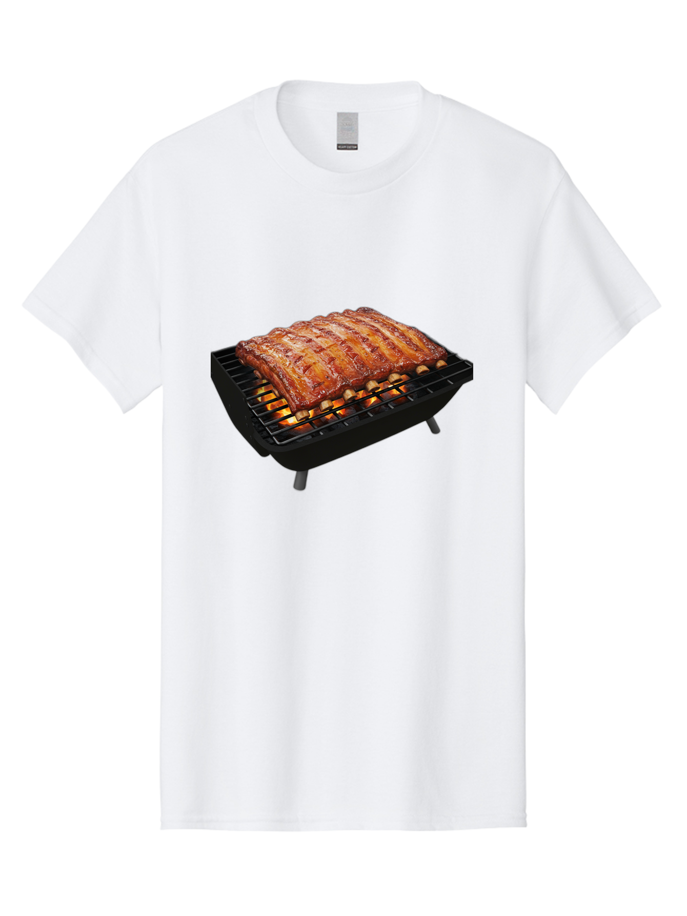 Barbecue-Ribs Men'S Graphic Tee, 100% Cotton, Comfortable Casual Summer Wear, Machine Washable, Barbecue Ribs, Grilled Meat, Barbecue Sauce, Outdoor Cooking, Flame Grilled, Gourmet Food, Delicious Ribs, Tender Meat Bab663 10