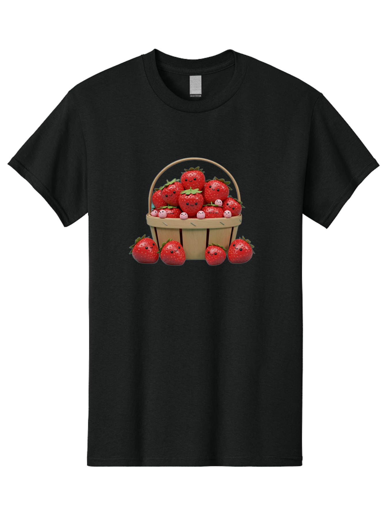 Basket-Of-Strawberries Men'S Graphic Tee, 100% Cotton, Comfortable Casual Summer Wear, Machine Washable, Strawberries With Smiley Faces, Basket Full Of Strawberries, Cartoon Strawberries, Adorable Fruit, Smiling Strawberries, Healthy Snack, Bab664 13