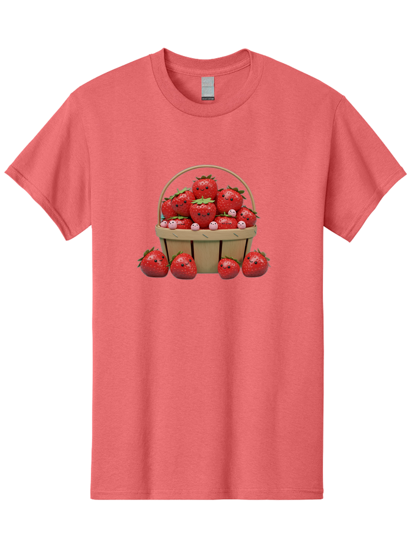 Basket-Of-Strawberries Men'S Graphic Tee, 100% Cotton, Comfortable Casual Summer Wear, Machine Washable, Strawberries With Smiley Faces, Basket Full Of Strawberries, Cartoon Strawberries, Adorable Fruit, Smiling Strawberries, Healthy Snack, Bab664 10