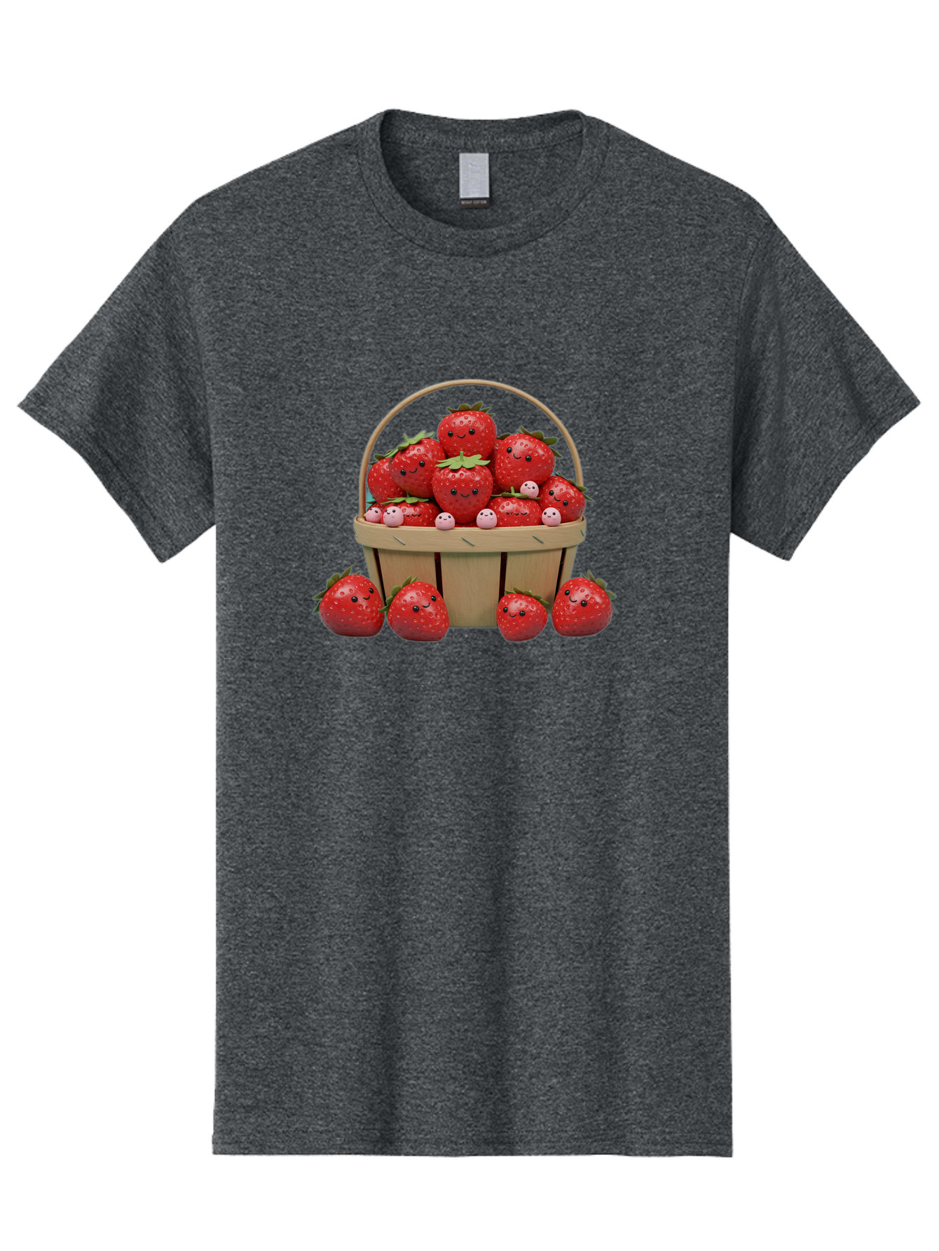 Basket-Of-Strawberries Men'S Graphic Tee, 100% Cotton, Comfortable Casual Summer Wear, Machine Washable, Strawberries With Smiley Faces, Basket Full Of Strawberries, Cartoon Strawberries, Adorable Fruit, Smiling Strawberries, Healthy Snack, Bab664 12