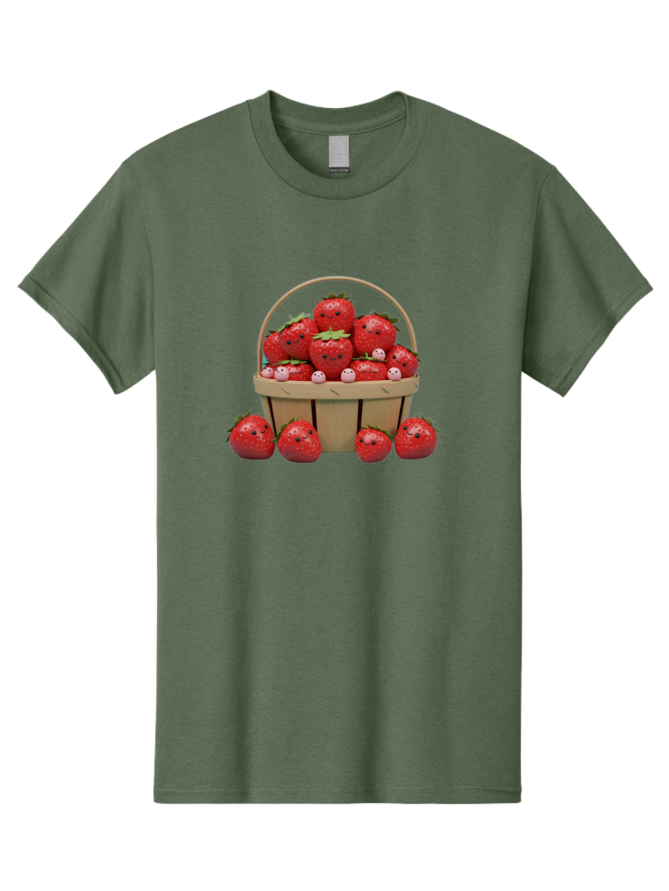 Basket-Of-Strawberries Men'S Graphic Tee, 100% Cotton, Comfortable Casual Summer Wear, Machine Washable, Strawberries With Smiley Faces, Basket Full Of Strawberries, Cartoon Strawberries, Adorable Fruit, Smiling Strawberries, Healthy Snack, Bab664 15
