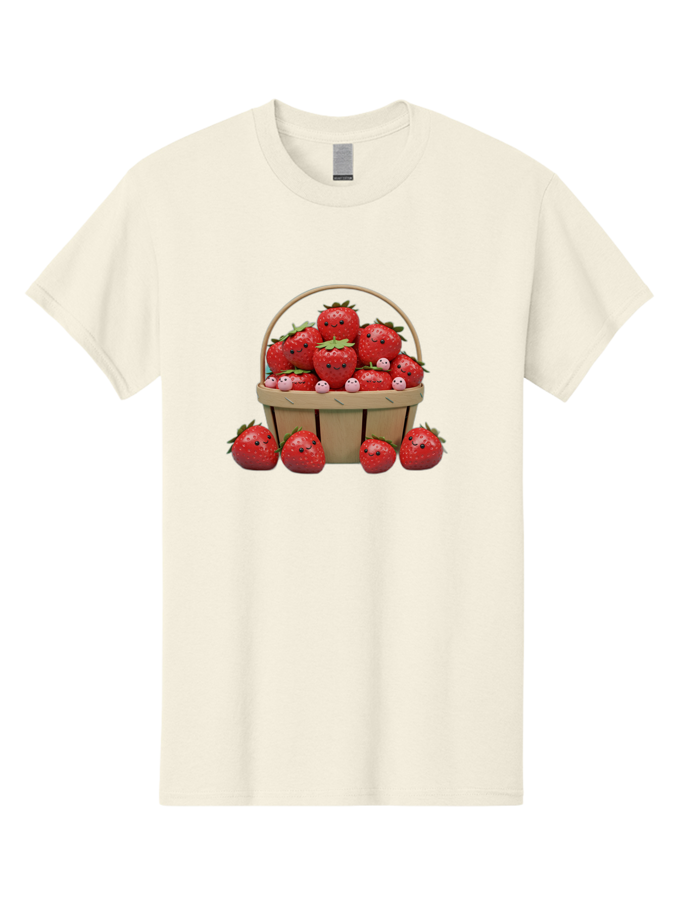 Basket-Of-Strawberries Men'S Graphic Tee, 100% Cotton, Comfortable Casual Summer Wear, Machine Washable, Strawberries With Smiley Faces, Basket Full Of Strawberries, Cartoon Strawberries, Adorable Fruit, Smiling Strawberries, Healthy Snack, Bab664 6