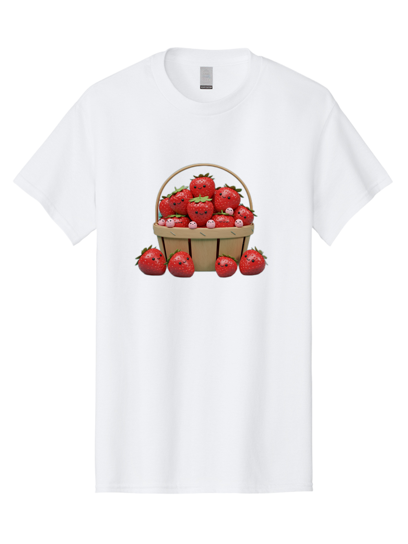 Basket-Of-Strawberries Men'S Graphic Tee, 100% Cotton, Comfortable Casual Summer Wear, Machine Washable, Strawberries With Smiley Faces, Basket Full Of Strawberries, Cartoon Strawberries, Adorable Fruit, Smiling Strawberries, Healthy Snack, Bab664 7