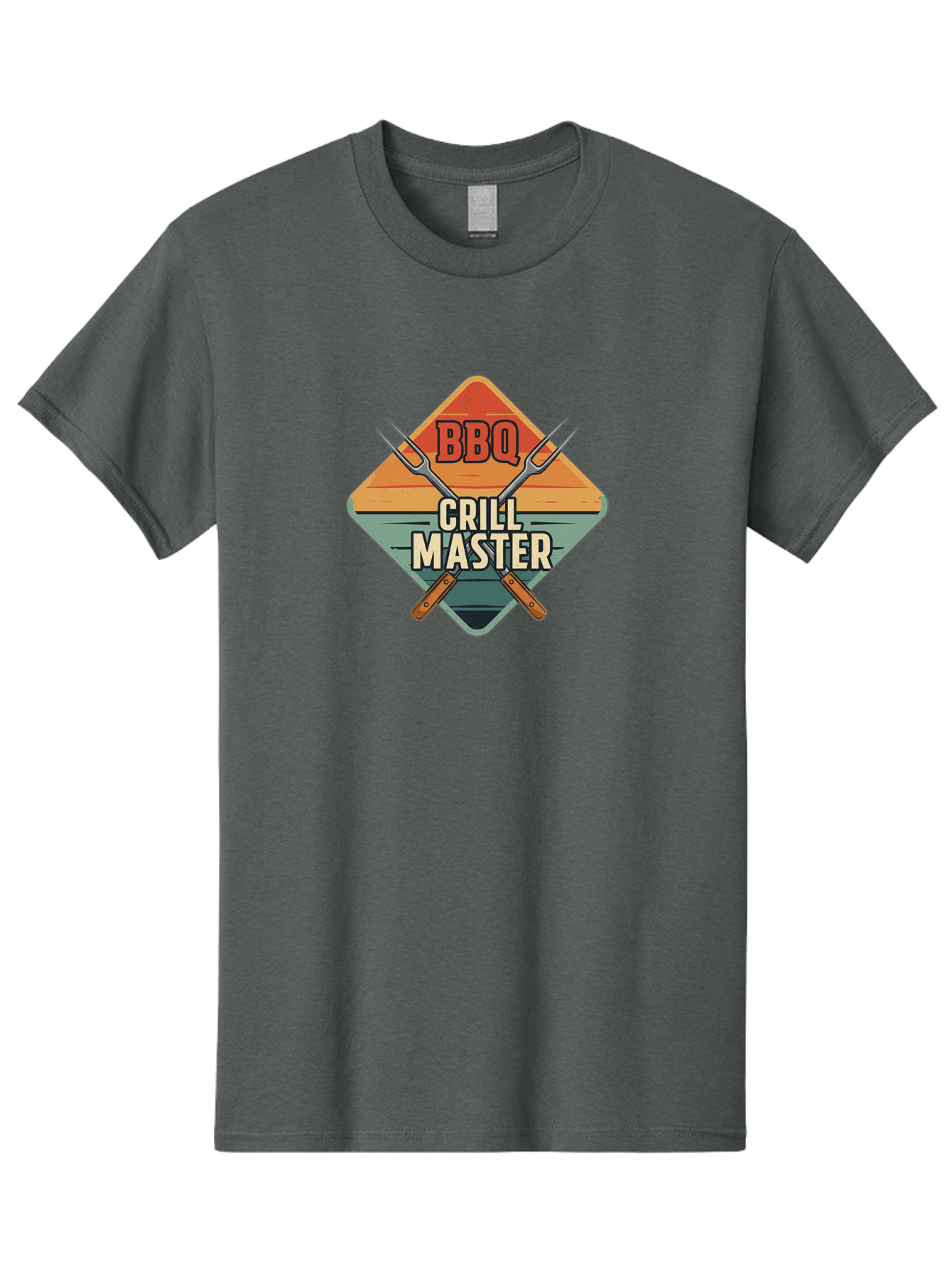 Bbq-Crill-Master Men'S Graphic Tee, 100% Cotton, Comfortable Casual Summer Wear, Machine Washable, Bbq Logo, Grill Master Symbol, Barbecue Emblem, Outdoor Cooking, Grill Utensils, Skewers, Cooking Tools, Wooden Handles, Diamond Shape Design Bab665 14