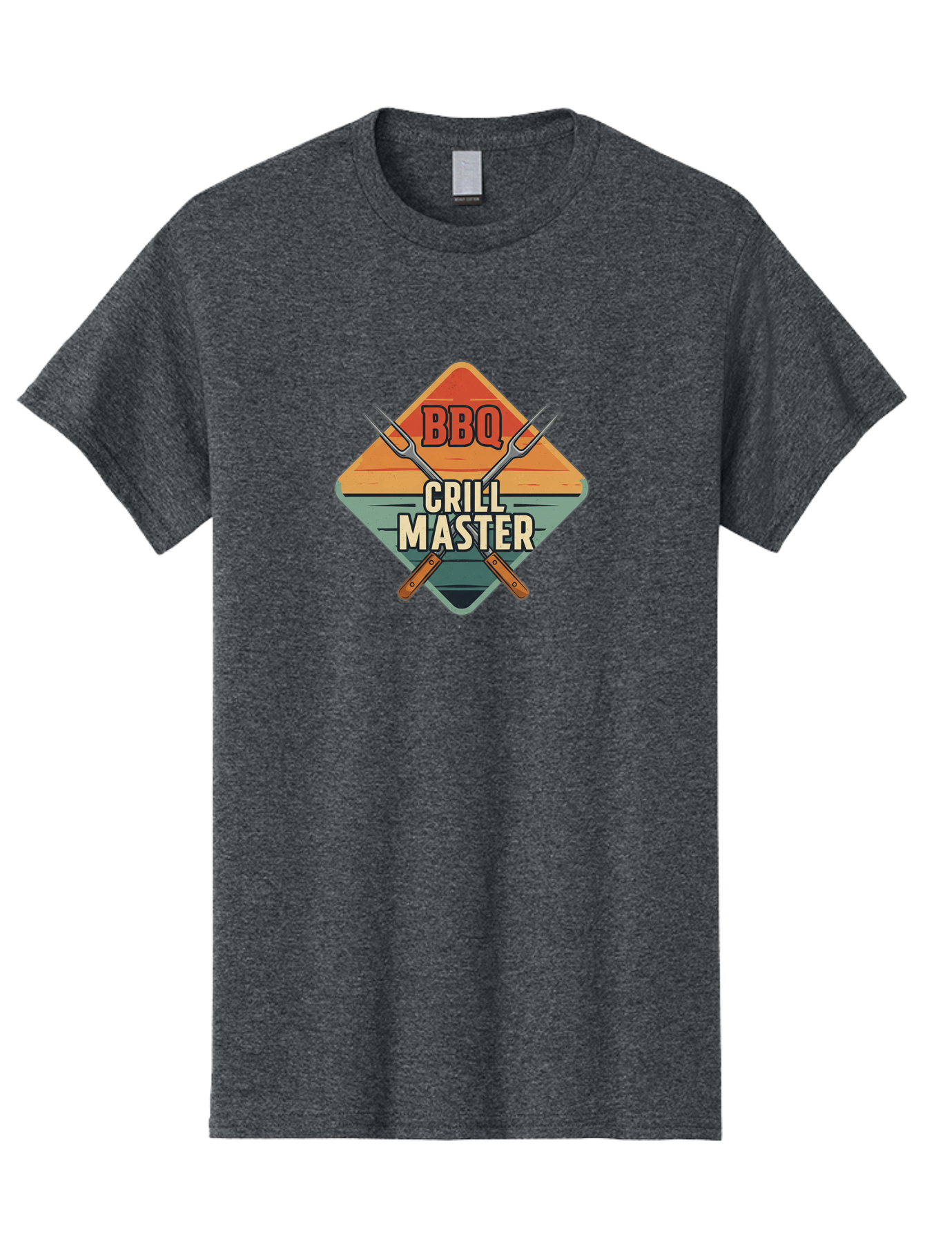 Bbq-Crill-Master Men'S Graphic Tee, 100% Cotton, Comfortable Casual Summer Wear, Machine Washable, Bbq Logo, Grill Master Symbol, Barbecue Emblem, Outdoor Cooking, Grill Utensils, Skewers, Cooking Tools, Wooden Handles, Diamond Shape Design Bab665 9