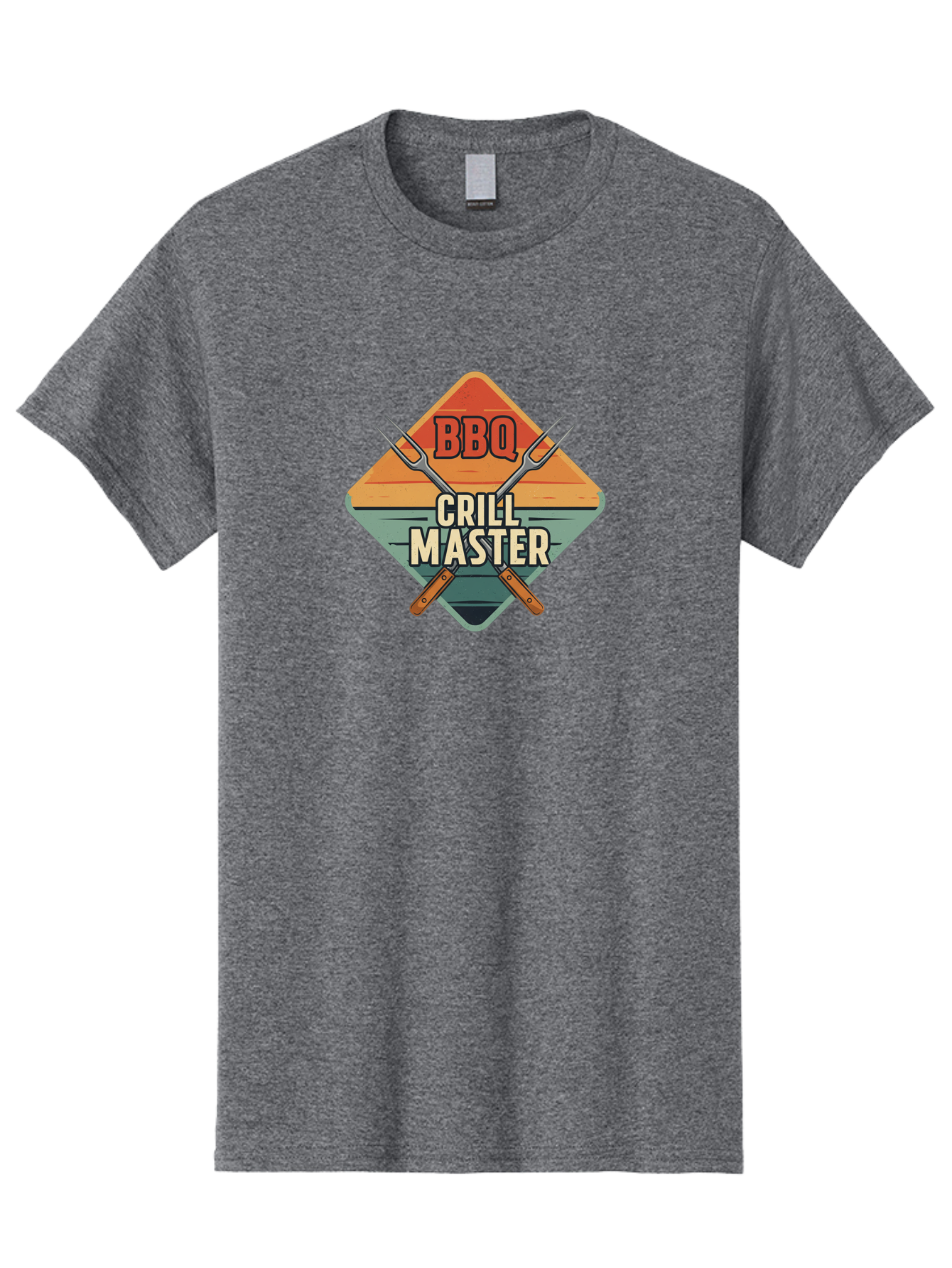 Bbq-Crill-Master Men'S Graphic Tee, 100% Cotton, Comfortable Casual Summer Wear, Machine Washable, Bbq Logo, Grill Master Symbol, Barbecue Emblem, Outdoor Cooking, Grill Utensils, Skewers, Cooking Tools, Wooden Handles, Diamond Shape Design Bab665 12